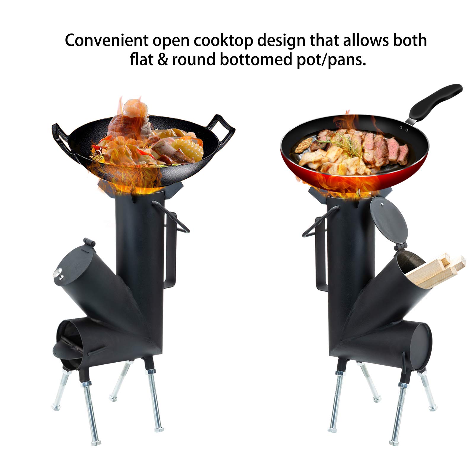 Portable Rocket Stove - Lightweight Wood Burning Camping Stove with Fire Poker | Perfect for Backpacking, Survival Gear & Outdoor Cooking | Great for Camping, Hiking, Picnics & Emergency Preparedness