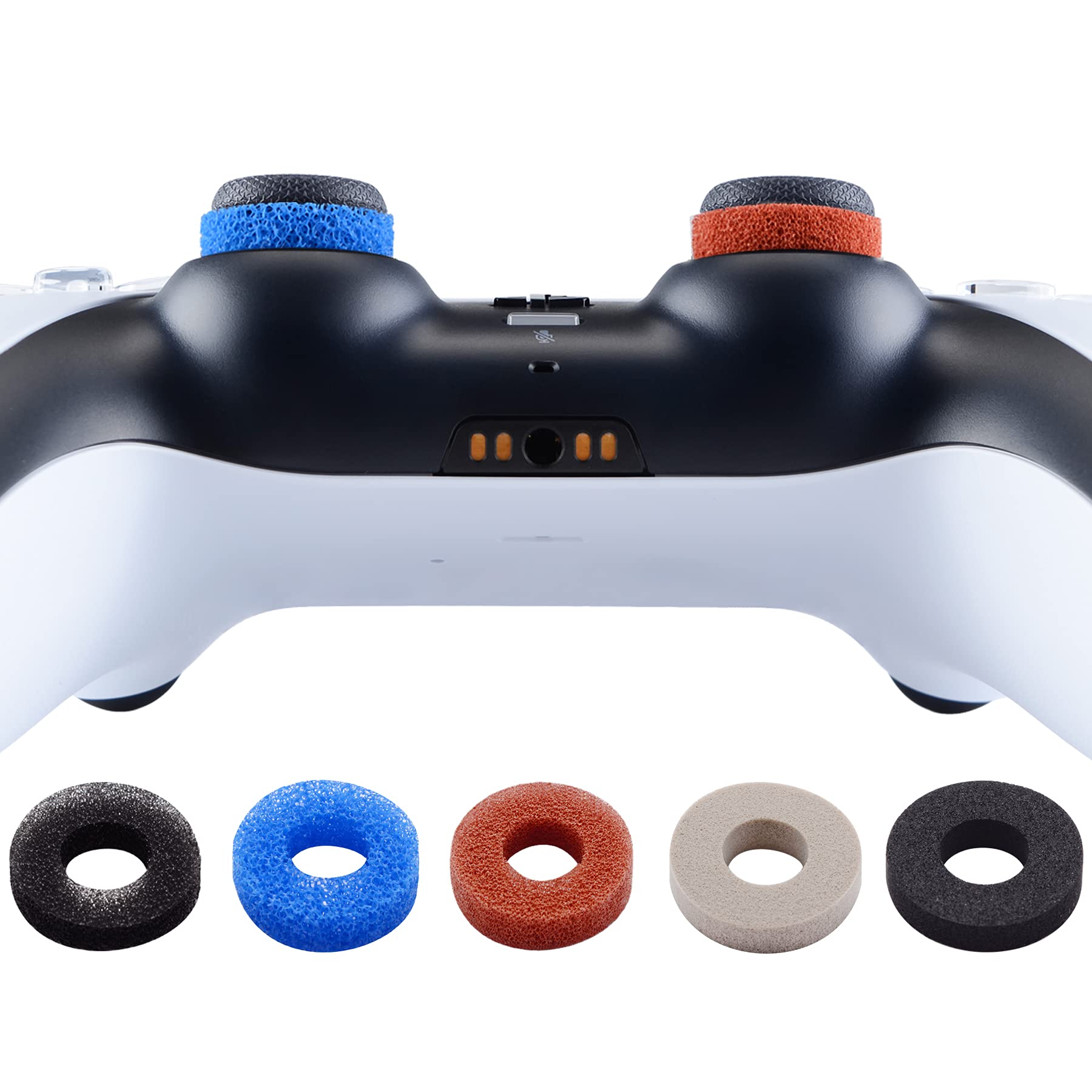 PlayVital Precision Analog Stick Caps with 3 Resistance Levels & 5 Colors - Compatible with PS5, PS4, Xbox Series X/S, Xbox One, Xbox 360 & Switch Pro Controller (5 Pairs) - Improve Gaming Accuracy for FPS, Racing & Action Games