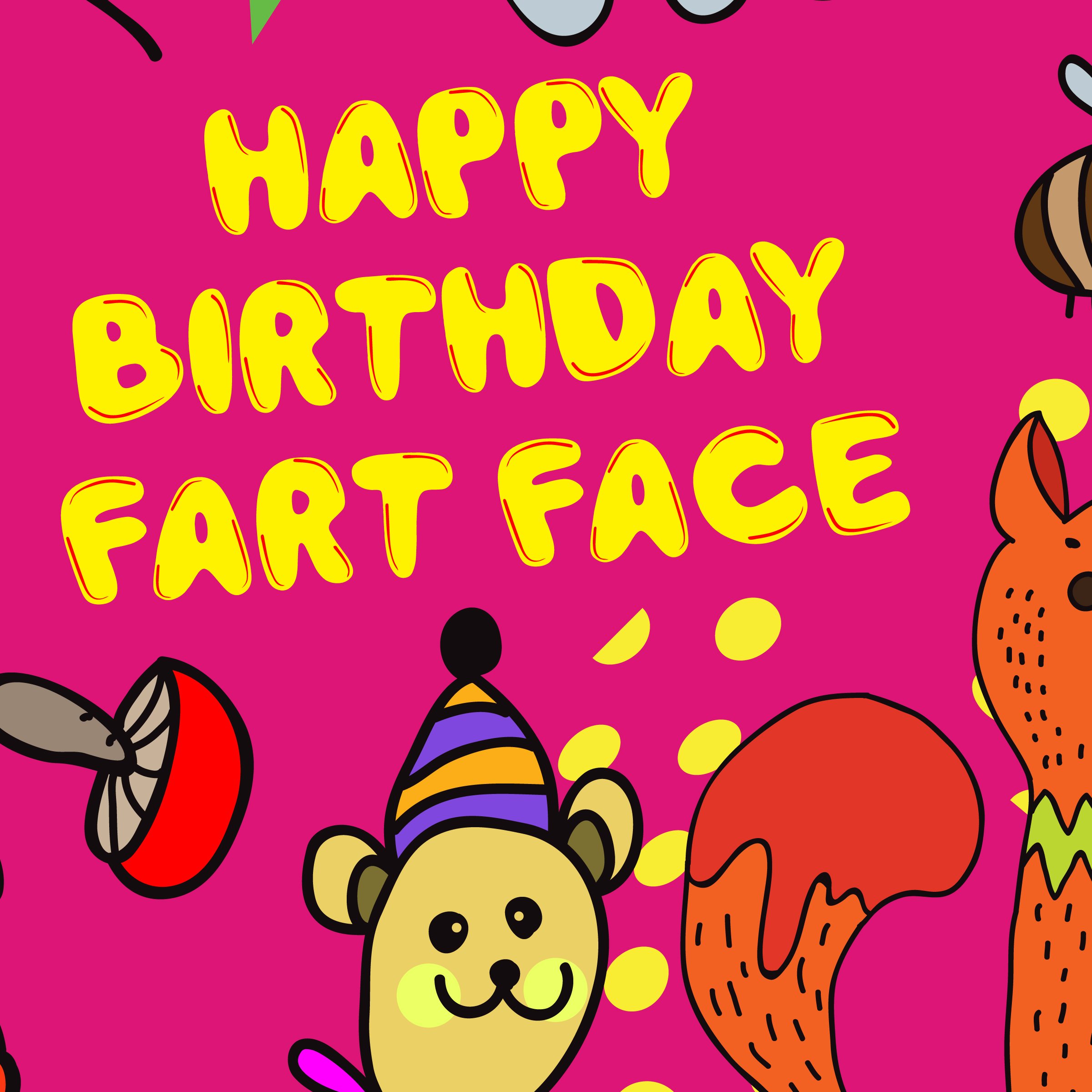 LivingFancy Funny Fart Face Birthday Wrapping Paper - Premium Gift Wrap for Parties, Gag Gifts & Prank Presents