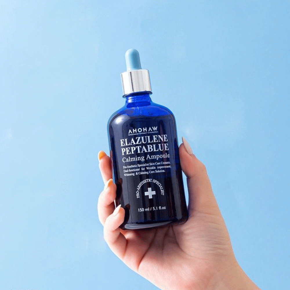 AHOHWA Elazulene Peptablue Calming Ampoule 50ml - Soothing Serum for Sensitive Skin, Redness Relief & Skin Barrier Repair - Perfect for Post-Treatment Care & Daily Skincare Routine