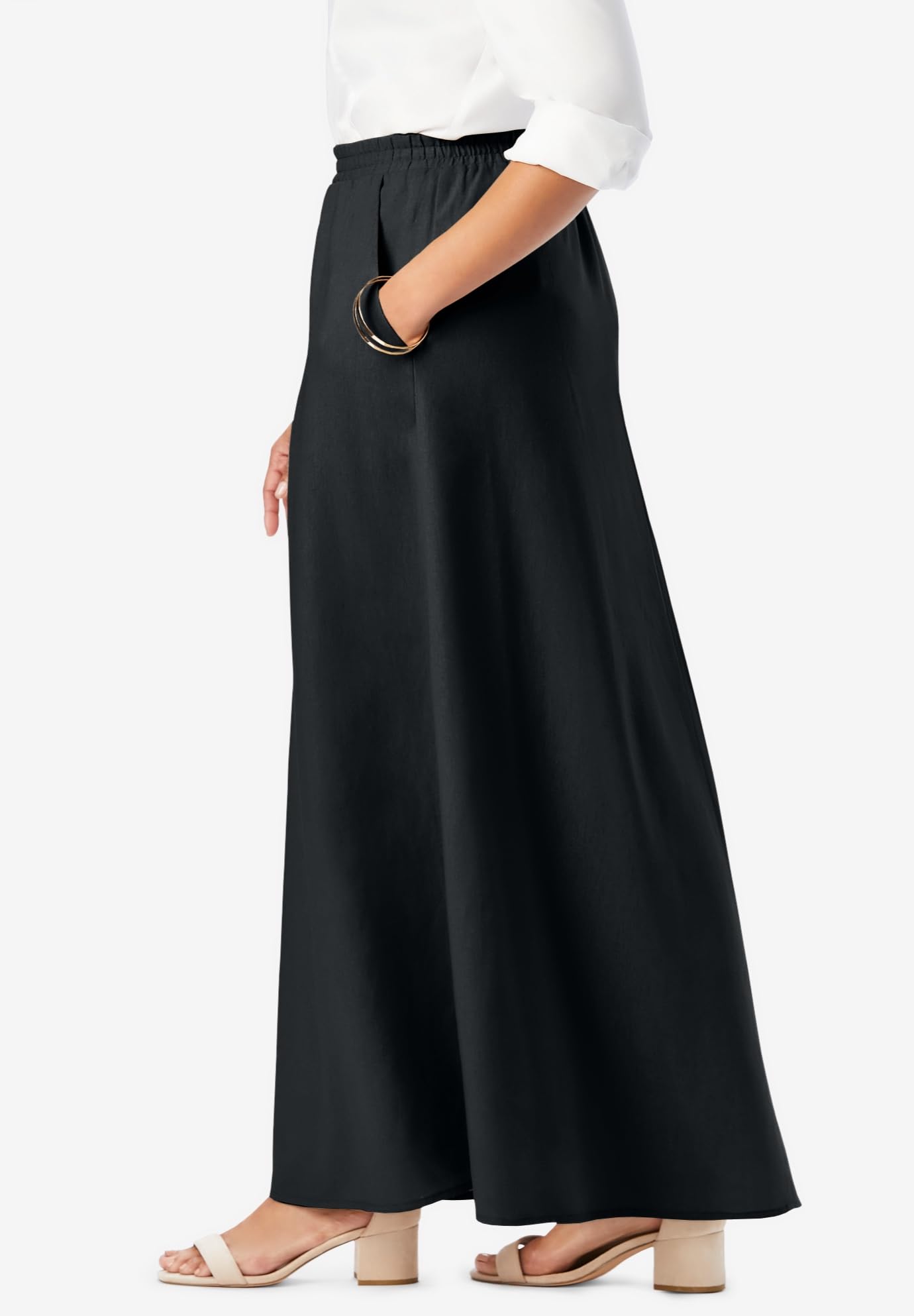 Jessica London Women's Plus Size Linen Maxi Skirt - Flowy Summer Beach Skirt for Casual Wear, Vacation & Boho Outfits