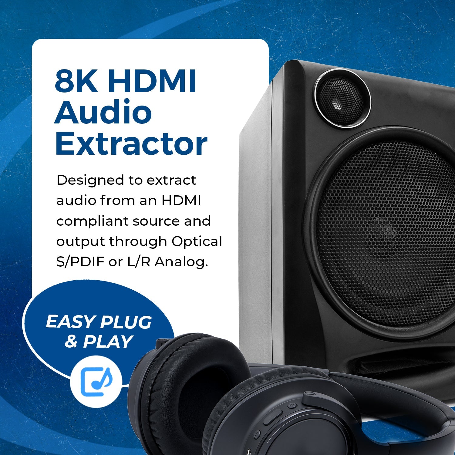 8K HDMI Audio Extractor 48Gbps with S/PDIF & L/R Output - Supports Dolby Vision & HDR - Perfect for Home Theater & Gaming Setup (BKA 1)
