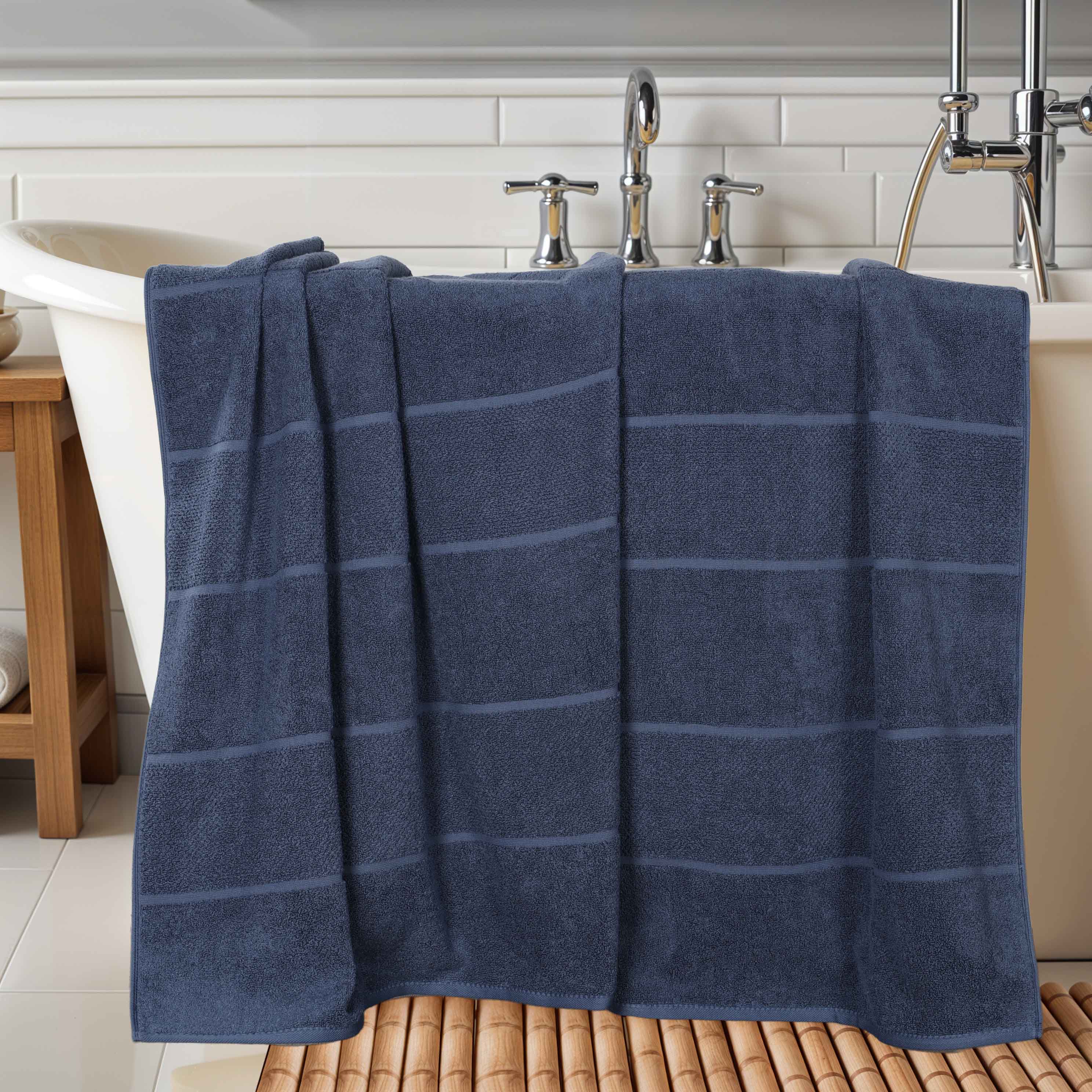 Milo Smart Twist Cotton Solid Ribbed Design Bath Sheets, Set of 2 - Ultra Soft & Absorbent Luxury Towels for Spa, Bathroom & Beach Use