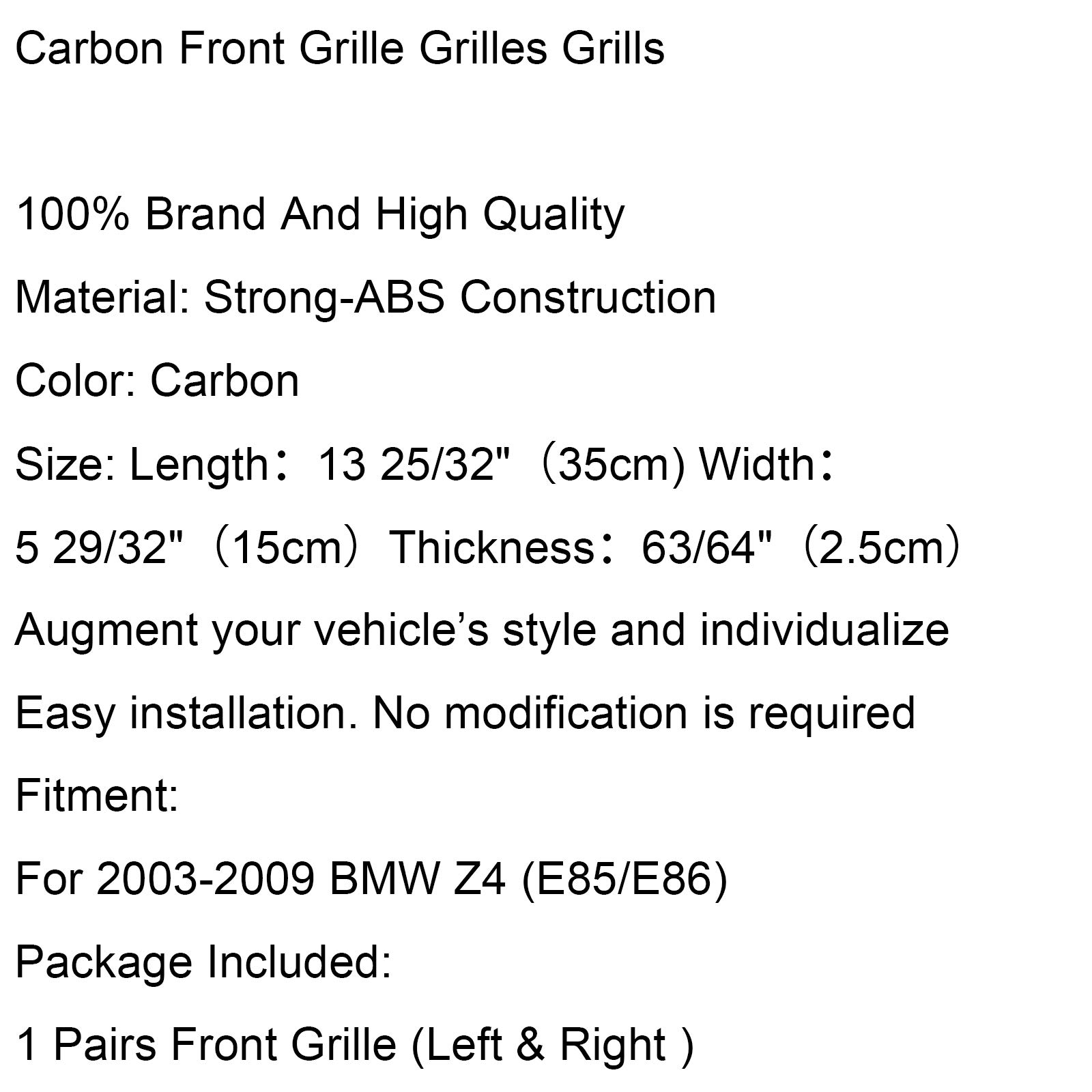 Carbon Fiber Front Fence Grille for BMW Z4 E85 E86 (2003-2008) - ABS Material, Sporty Style Upgrade - Perfect for Car Enthusiasts & Auto Shows