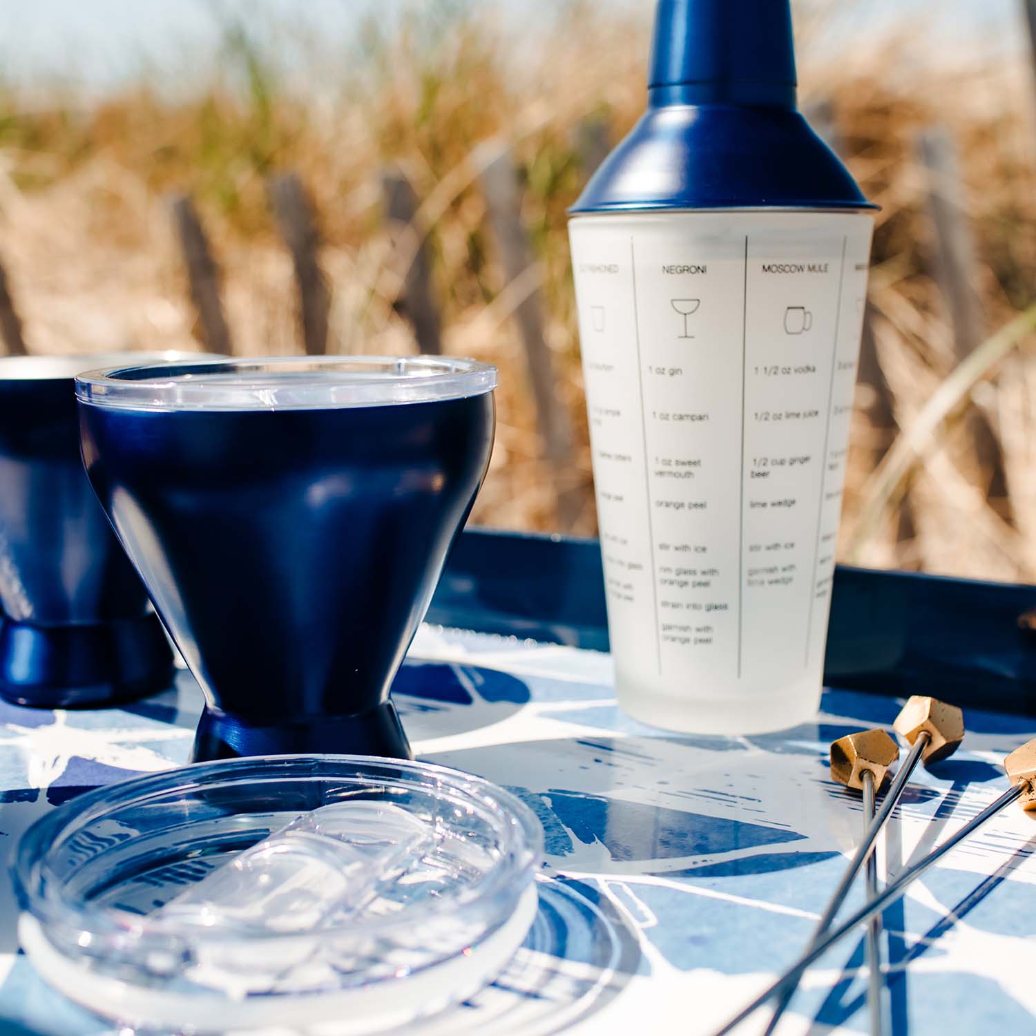 Premium Navy Insulated Cocktail Tumblers Set of 4 - 16oz Stainless Steel Cups with Lids & Straws for Iced Coffee, Smoothies & Cold Drinks - Perfect for Parties, Picnics & Outdoor Gatherings