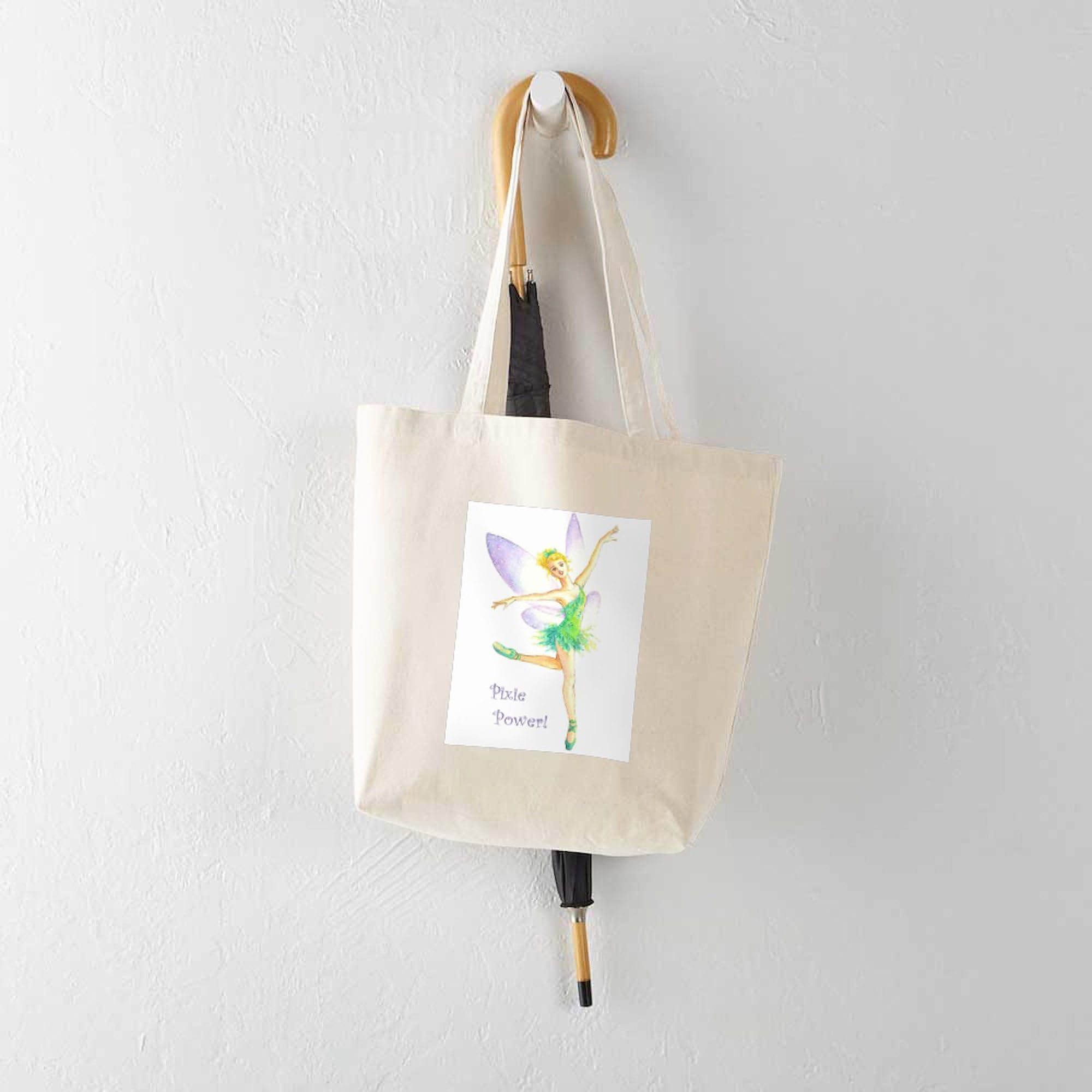 Tinkerbell Ballet Tote Bag - Natural Canvas Reusable Shopping Bag for Women | Eco-Friendly Grocery Tote for Dance Class, Gym & Beach