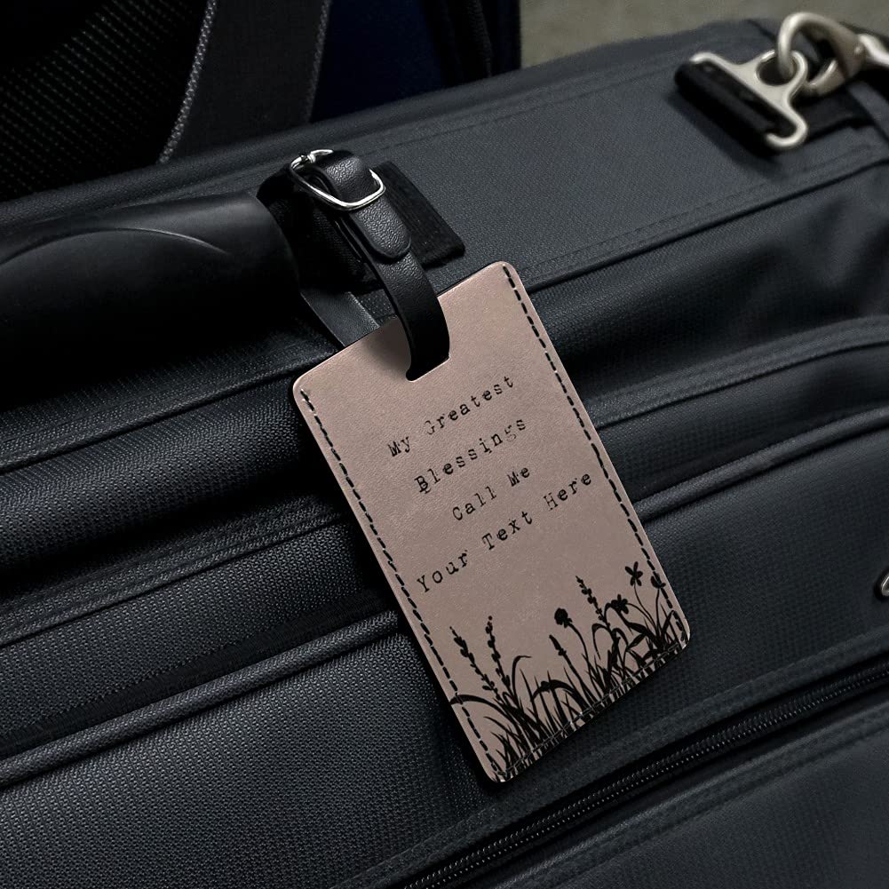 Personalized Leather Luggage Tag - Custom 1 Line Engraved ID Card Holder for Travel Bags & Suitcases | Perfect for Business Trips, Vacations & Gift Giving
