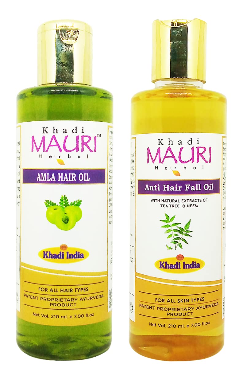 Khadi Mauri Amla & Anti Hair Fall Hair Oil - 100% Natural Ayurvedic Treatment for Hair Growth & Strength - Pack of 2 (420 ml) - Perfect for Daily Hair Care & Scalp Massage