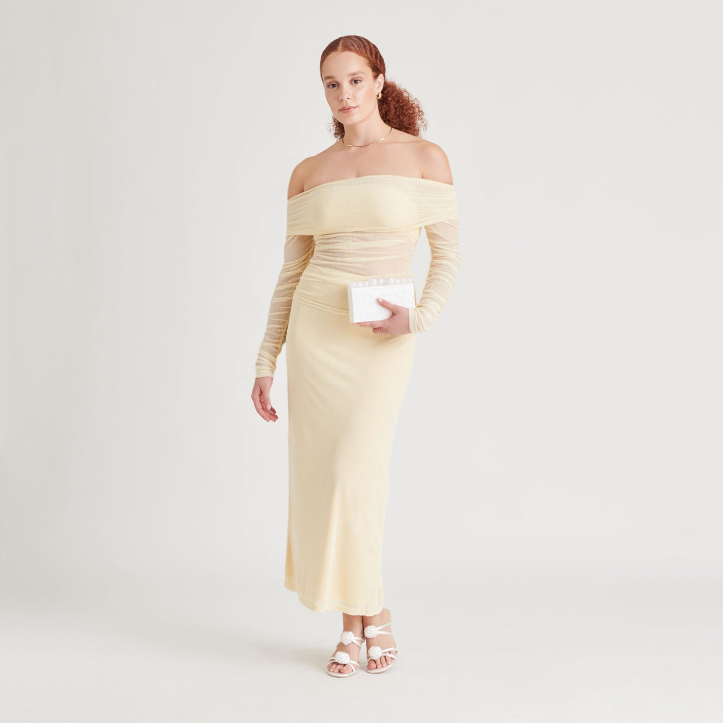 Gerry Clutch White Pearl Acrylic Handbag - Elegant Evening Bag for Women, Perfect for Parties, Weddings & Special Occasions