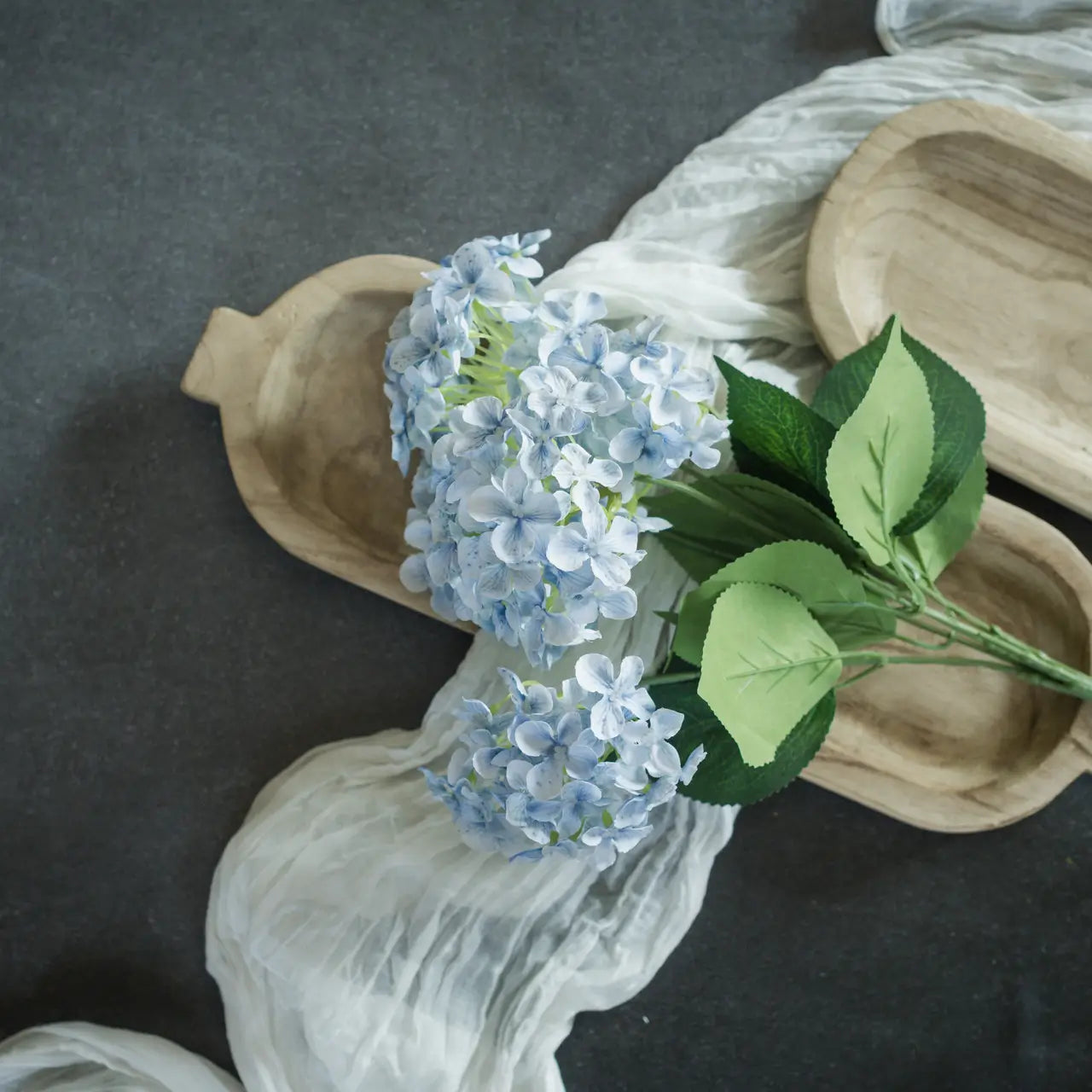 Light Blue Hydrangea Bush - Artificial Silk Flower Arrangement for Home Decor, Wedding Centerpieces & Outdoor Garden Decorations