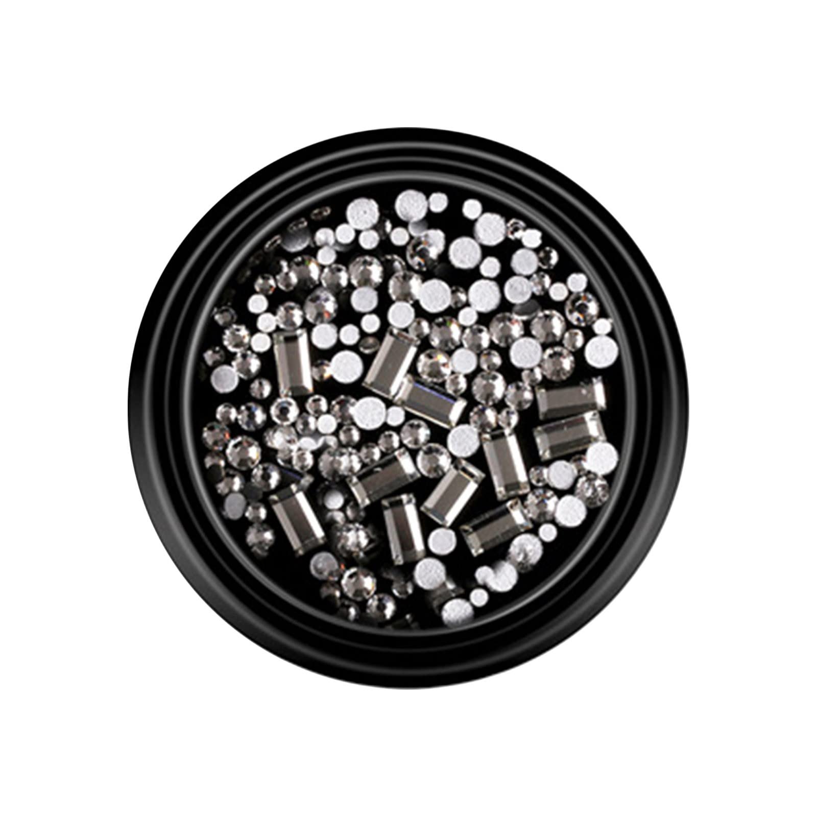 Black Nail Rhinestones Kit - Mixed Shape Crystal Gems with Rhinestone Dotting Pen & Tweezers for DIY Acrylic Nail Art | Perfect for Salon, Home Manicure, and Nail Decoration (One Size)