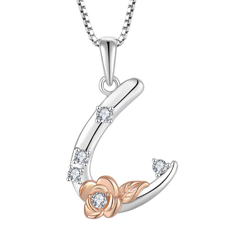 925 Sterling Silver Necklace for Women - Personalized Initial Pendant with Zircon - Elegant Collarbone Chain Jewelry Gift for Her - Perfect for Birthdays, Anniversaries and Special Occasions
