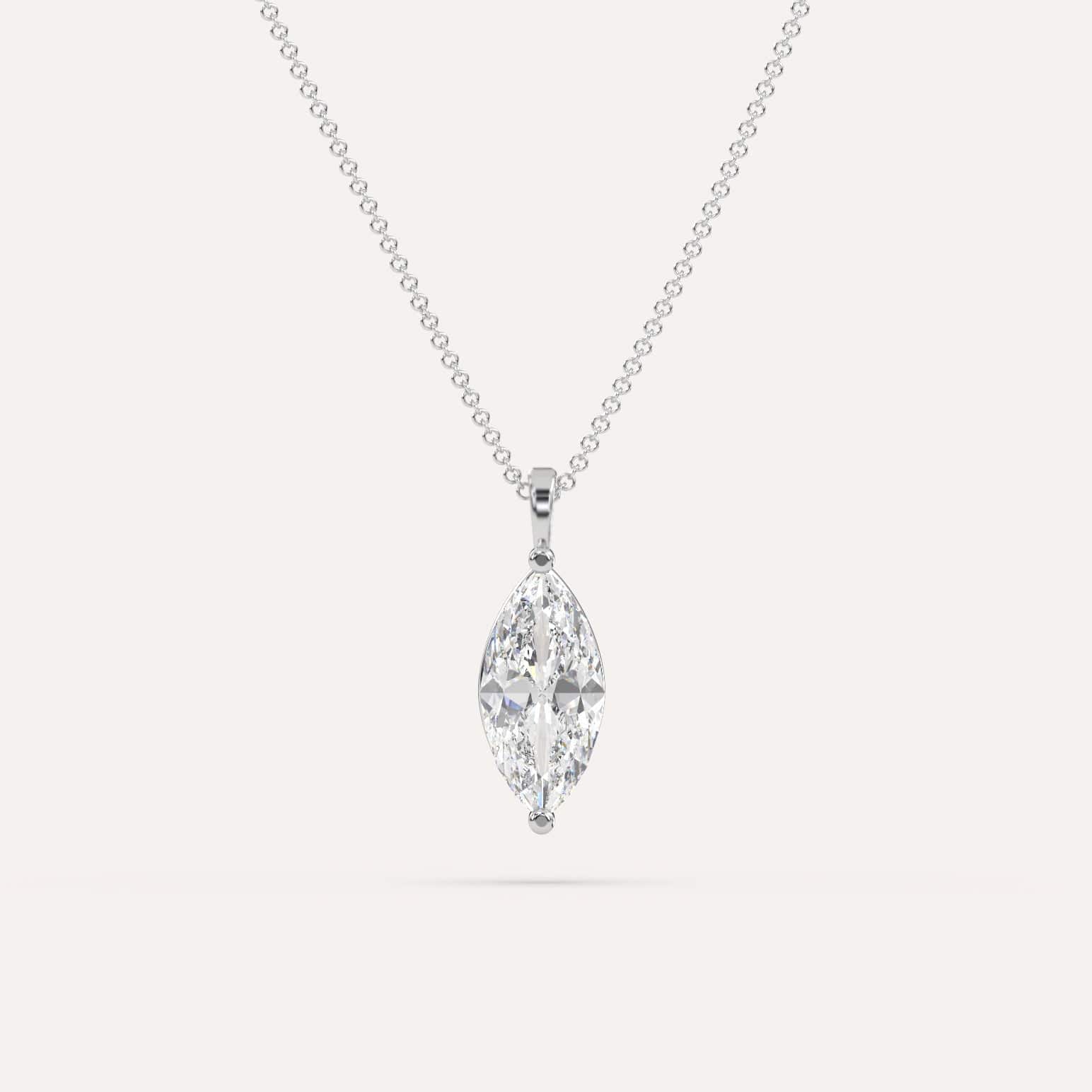 2 Carat Marquise Cut Diamond Pendant Necklace - 14K White Gold Solitaire Jewelry for Women - Perfect for Anniversary Gifts & Special Occasions