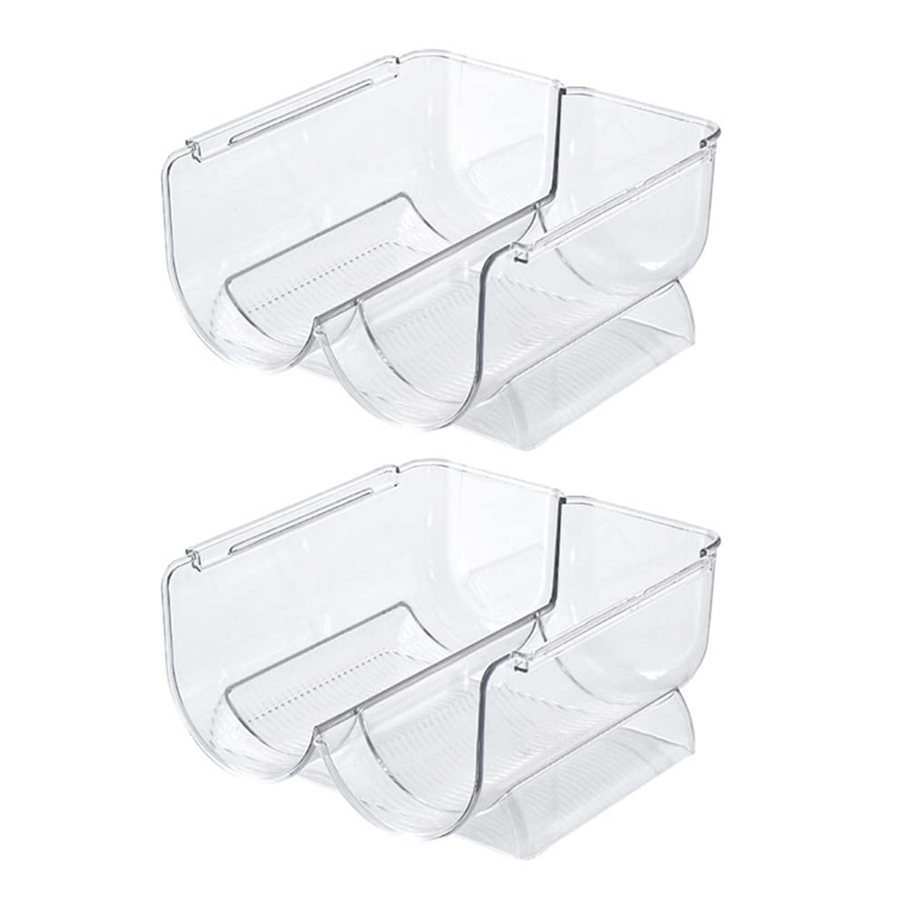 LUOZZY 2-Pack Stackable Plastic Wine & Water Bottle Holder - Refrigerator Storage Organizer for Fridge, Cabinet, Pantry - Perfect for Kitchen Organization & Beverage Storage