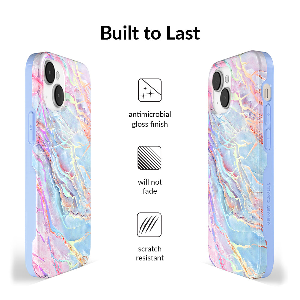 Holo Moonstone Marble iPhone Case - Protective & Stylish Phone Cover for iPhone 13/14/15 Pro Max - Perfect for Everyday Use, Travel & Gift Giving