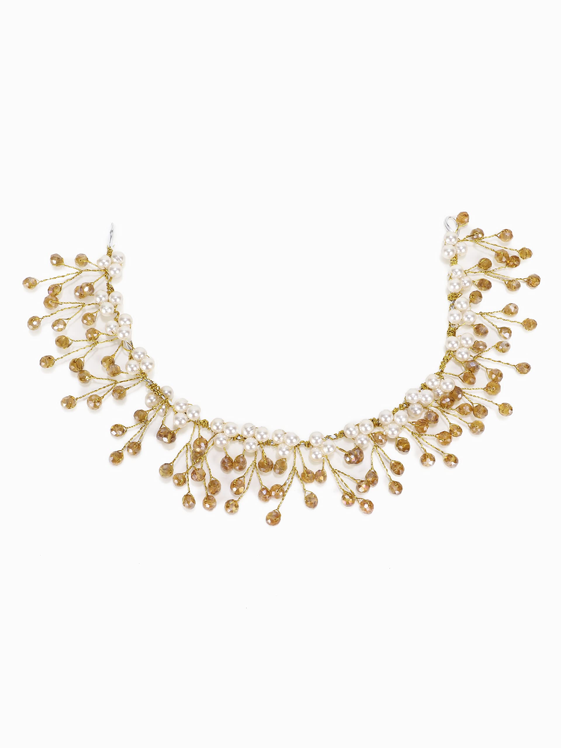 FIMBUL Pearl Yellow Crystal Hair Vine Headpiece - Bridal Headdress & Hair Pins for Women and Girls - Perfect for Weddings, Proms, and Special Occasions
