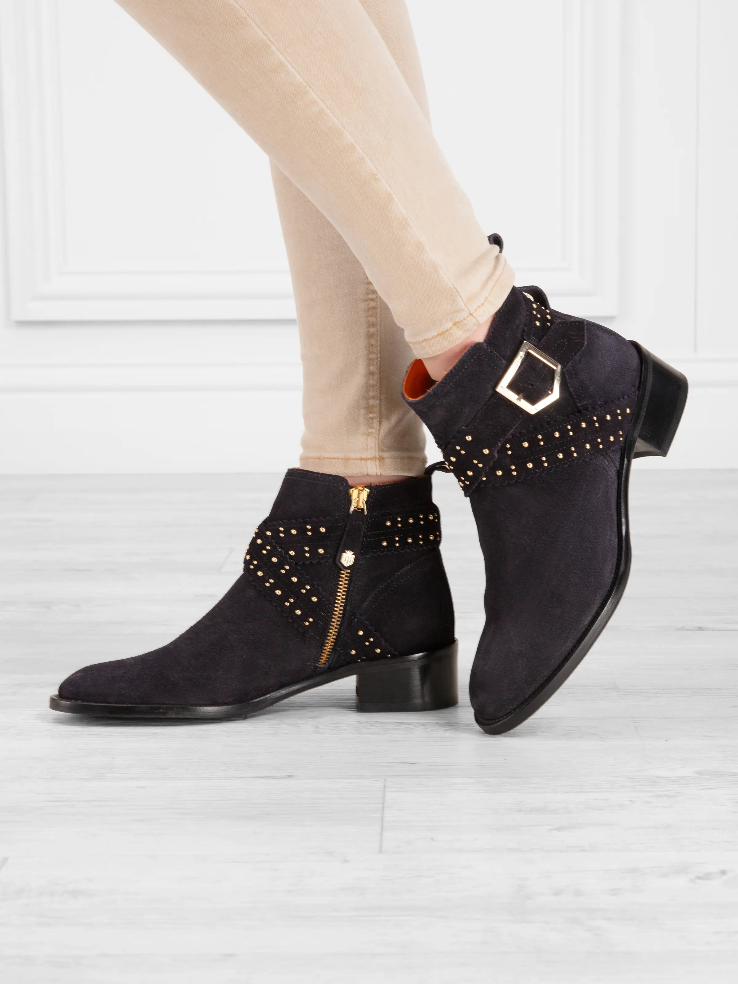 Frimley Navy Suede Boots for Women - Waterproof & Comfortable Ankle Boots for Fall & Winter - Perfect for Hiking, Walking & Outdoor Activities