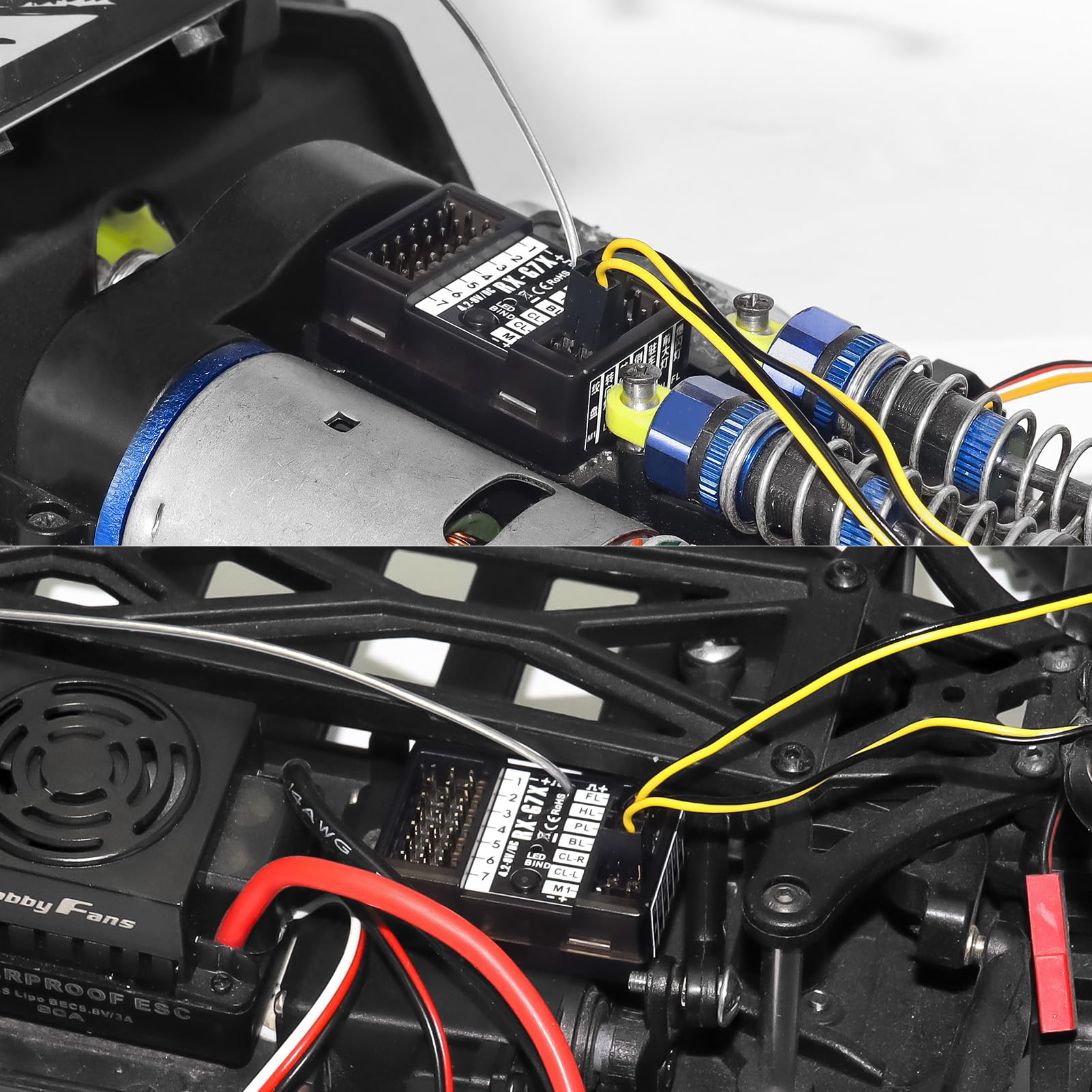 7CH 2.4G RC Transmitter and Receiver System with Anti-Jamming Technology - Remote Controller for RC Cars, Crawlers, Boats - Perfect for Hobbyists and Racing Enthusiasts (Ideal for Off-Road, Crawling and Water Racing Scenarios)