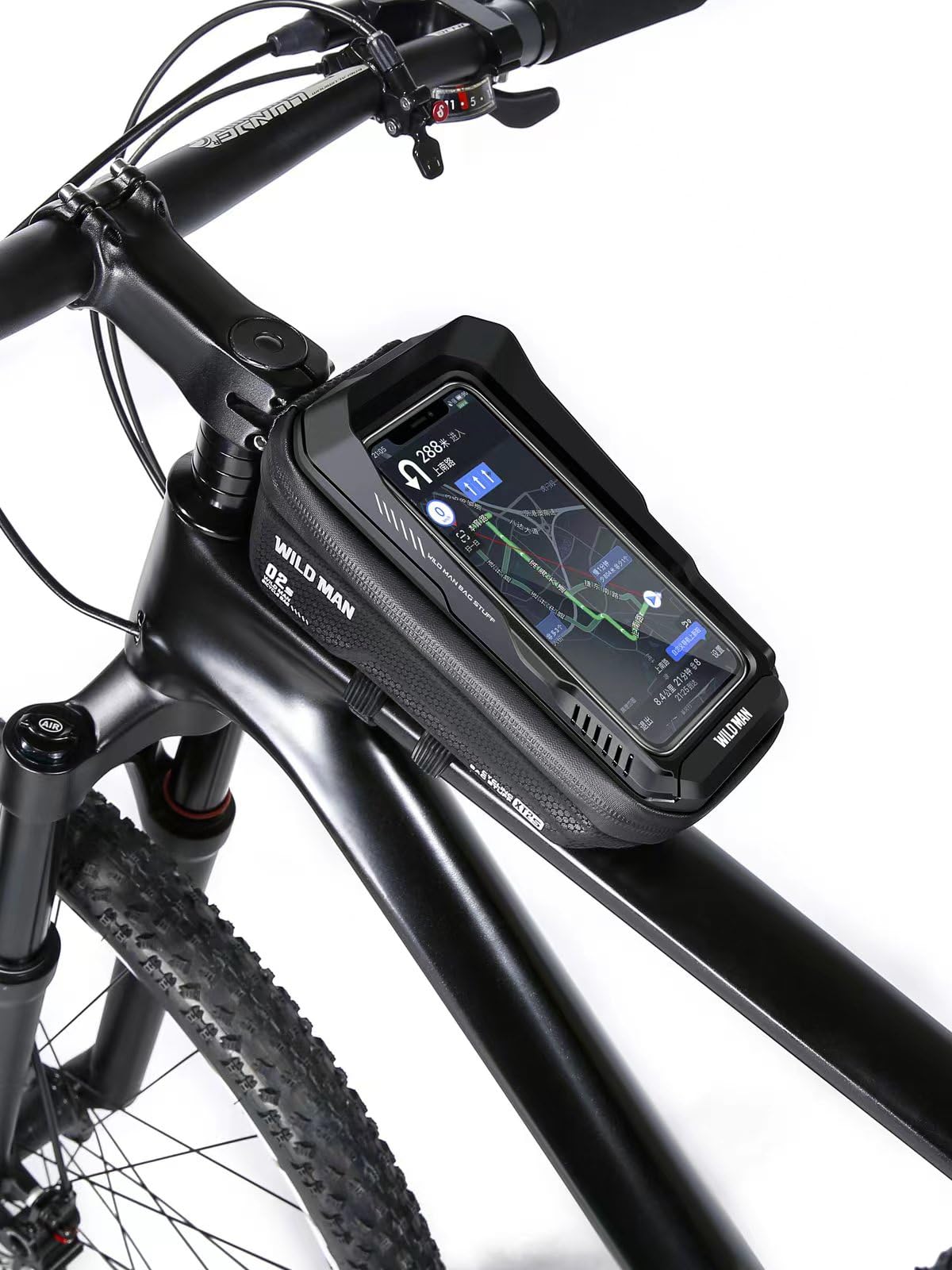 **WILD MAN Bike Phone Holder Bag - Waterproof Bicycle Accessories for Cycling, Adjustable Mount for Phones Under 6.7
