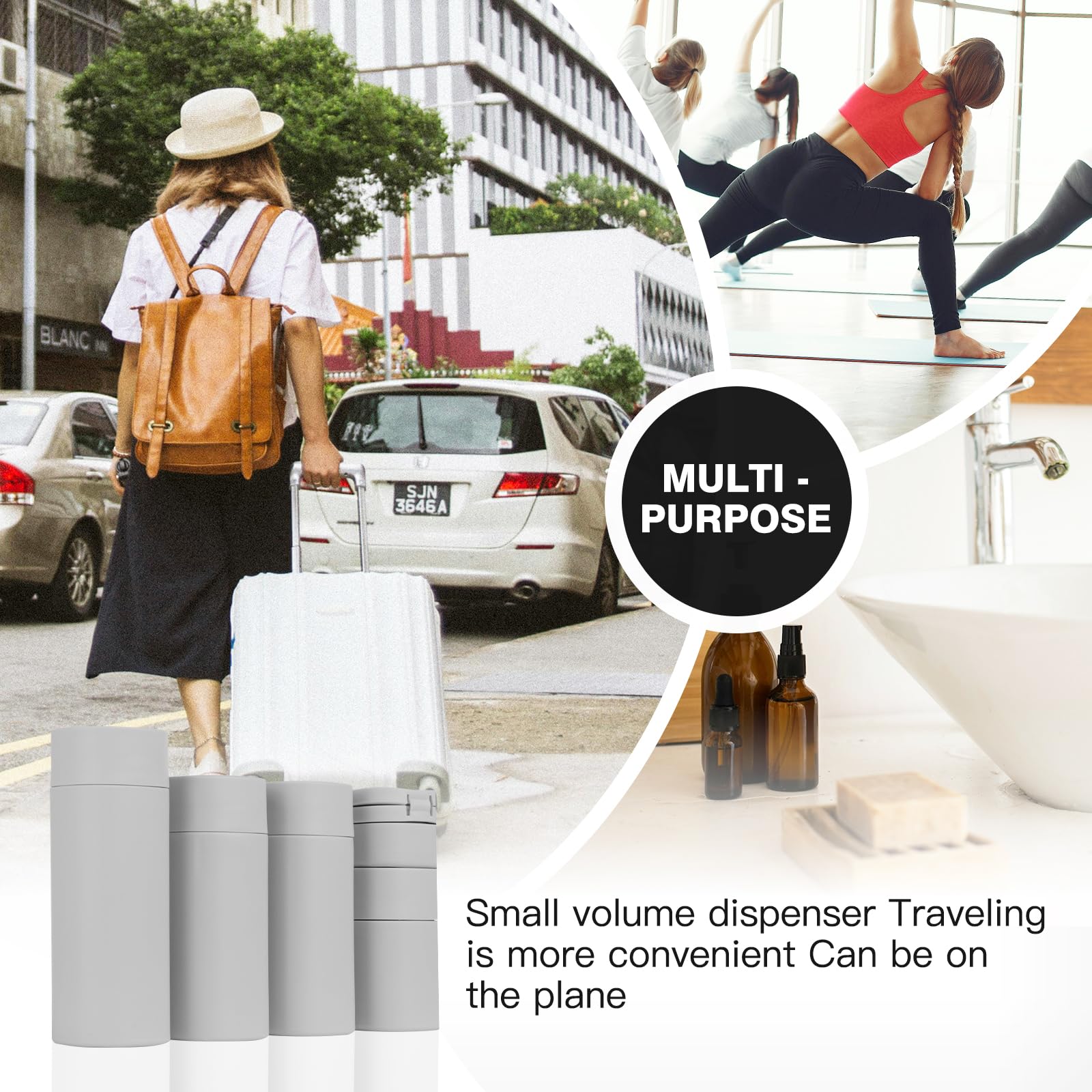 TSA Approved 5-Pack Leak Proof Travel Bottles Set - Refillable Toiletry Containers for Shampoo & Conditioner with Clear Travel Bag | Perfect for Airplane Carry-On, Gym, Camping & Vacation Essentials