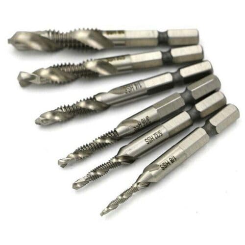 Cumuul Pro 6-Piece Titanium Steel Drill and Tap Bit Set for Drilling, Tapping, Countersinking - Perfect for Metalworking, DIY Projects & Home Repairs
