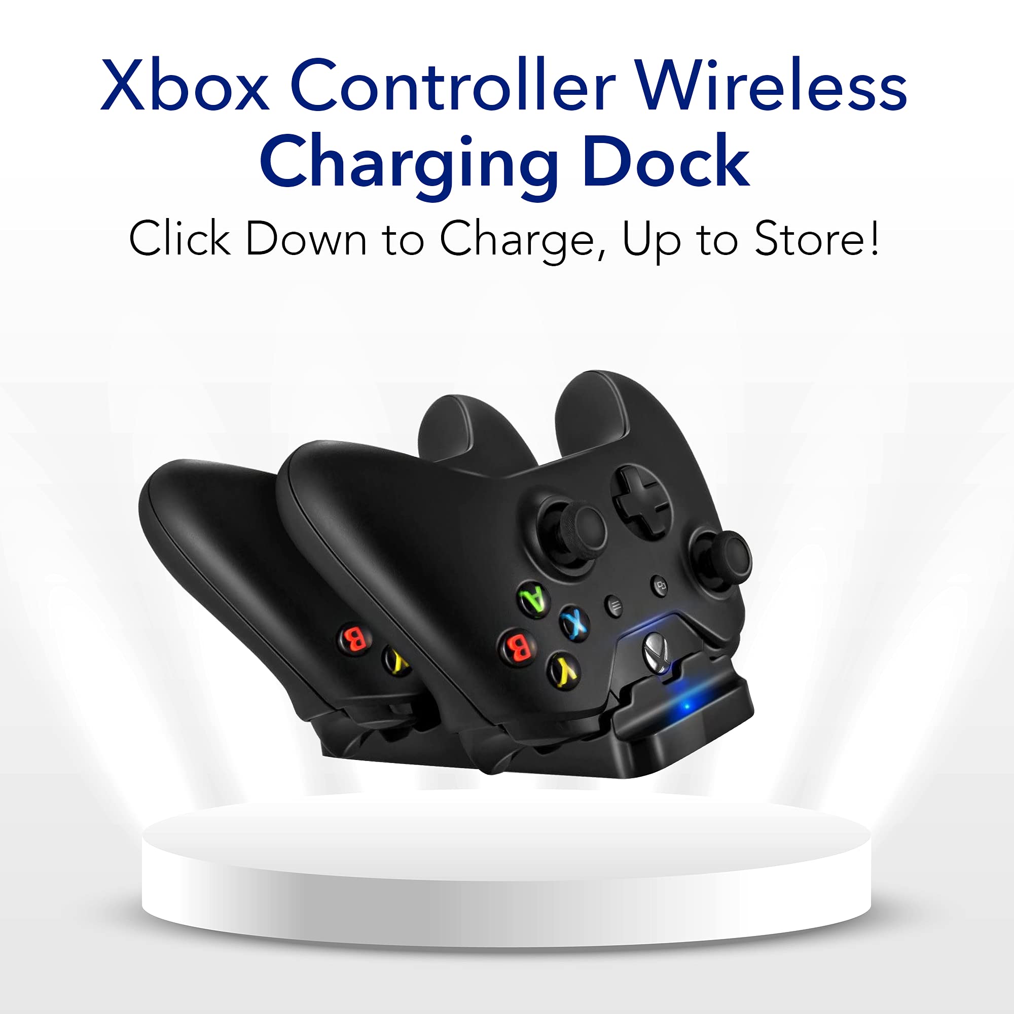 Dual Xbox One Controller Charging Station - Fast Charging Dock with USB Cable & LED Indicator - Compatible with Xbox One S/X Controllers - Wireless Charger for Gaming Setup (Horizontal) - Perfect for Multiplayer Gaming & Home Entertainment