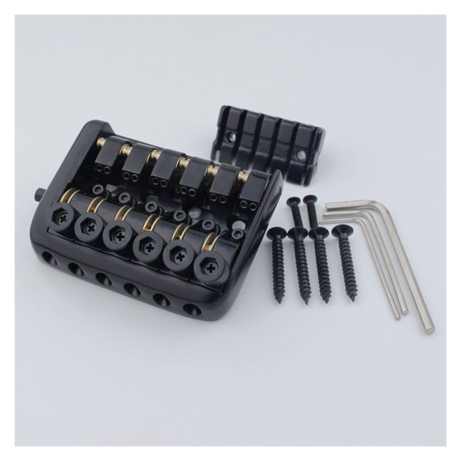 6 String Saddle Headless Guitar Bridge Tailpiece - Black Electric Guitar Bridge Replacement Part for Improved Tuning Stability & Sustain | Perfect for DIY Guitar Upgrades & Professional Installations