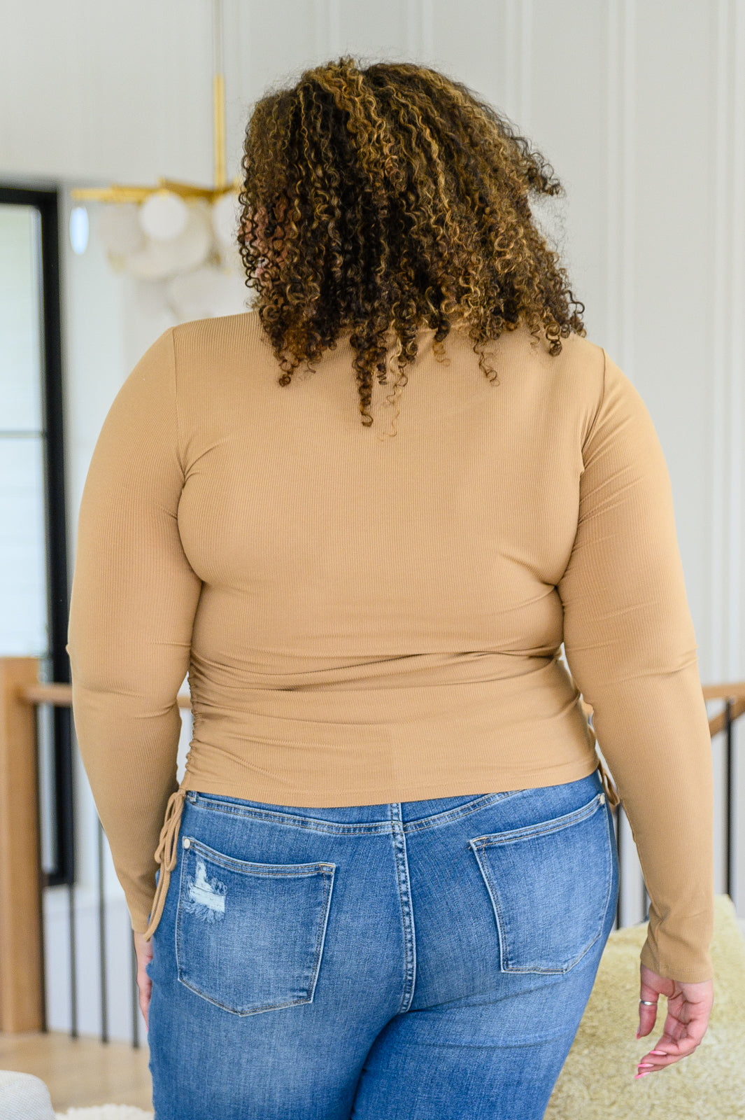 Hold Me Tight Ribbed Long Sleeve Top in Tan - Women's Stretchy Comfortable Basic Shirt for Layering, Casual Wear & Fall Outfits