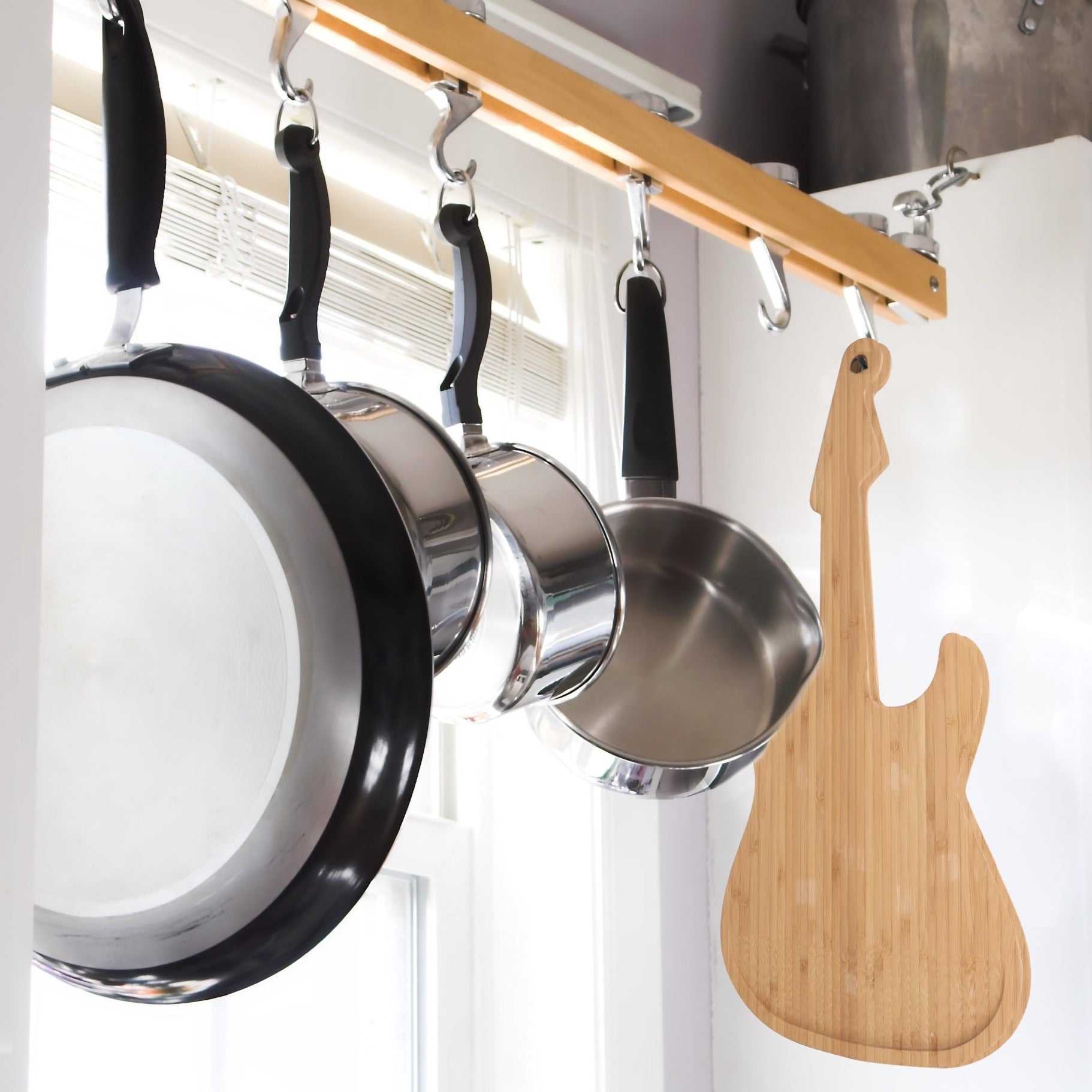 Premium Wooden Guitar Shaped Cutting Board - Unique Kitchen Gift for Musicians & Music Lovers - Perfect for Cheese, Charcuterie & Party Serving