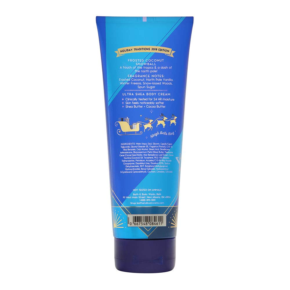 Frosted Coconut Snowball Ultra Shea Body Cream by Bath & Body Works - 8 oz | Deep Moisturizing & Nourishing for Dry Skin | Perfect for Winter Skincare & Holiday Gifting