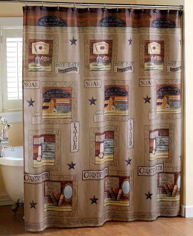 Vintage Rustic Farmhouse Bathroom Shower Curtain - Waterproof Fabric with Country Style Design for Cozy Home Decor, Perfect for Farmhouse, Cottage, or Boho Bathrooms