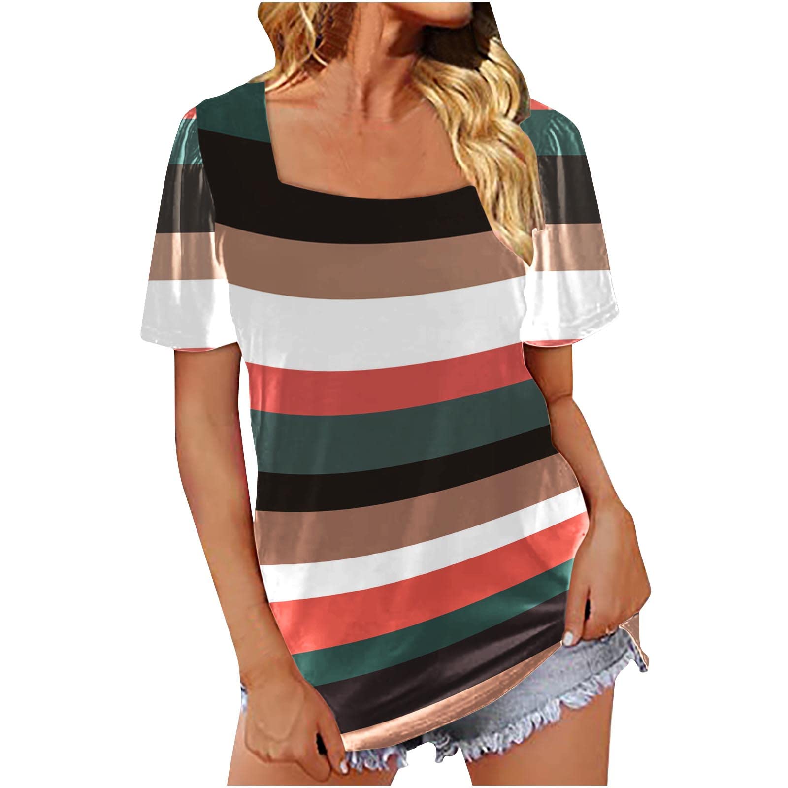 Women's Casual T-Shirts - Summer Cute Printed Tee, Loose Fit Plus Size Short Sleeve Blouse | Comfortable & Sexy Tunic Top for Everyday Wear, Outings & Date Nights