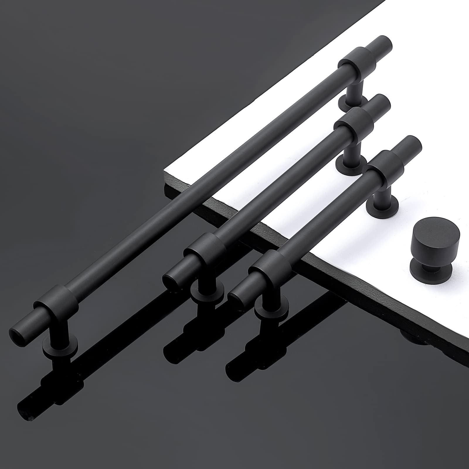 10 Inch Drawer Pulls - Matte Black Cabinet Handles (5 Pack) | Durable 10