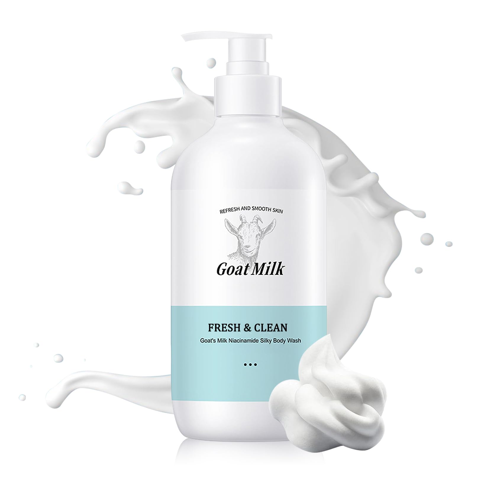 Goat Milk Body Wash for Sensitive Skin - Gentle Silk Soft Foaming Milk Bath with Natural Moisturizers | Hydrating Body Cleanser for Dry, Normal & All Skin Types | Perfect for Daily Shower & Spa Relaxation at Home