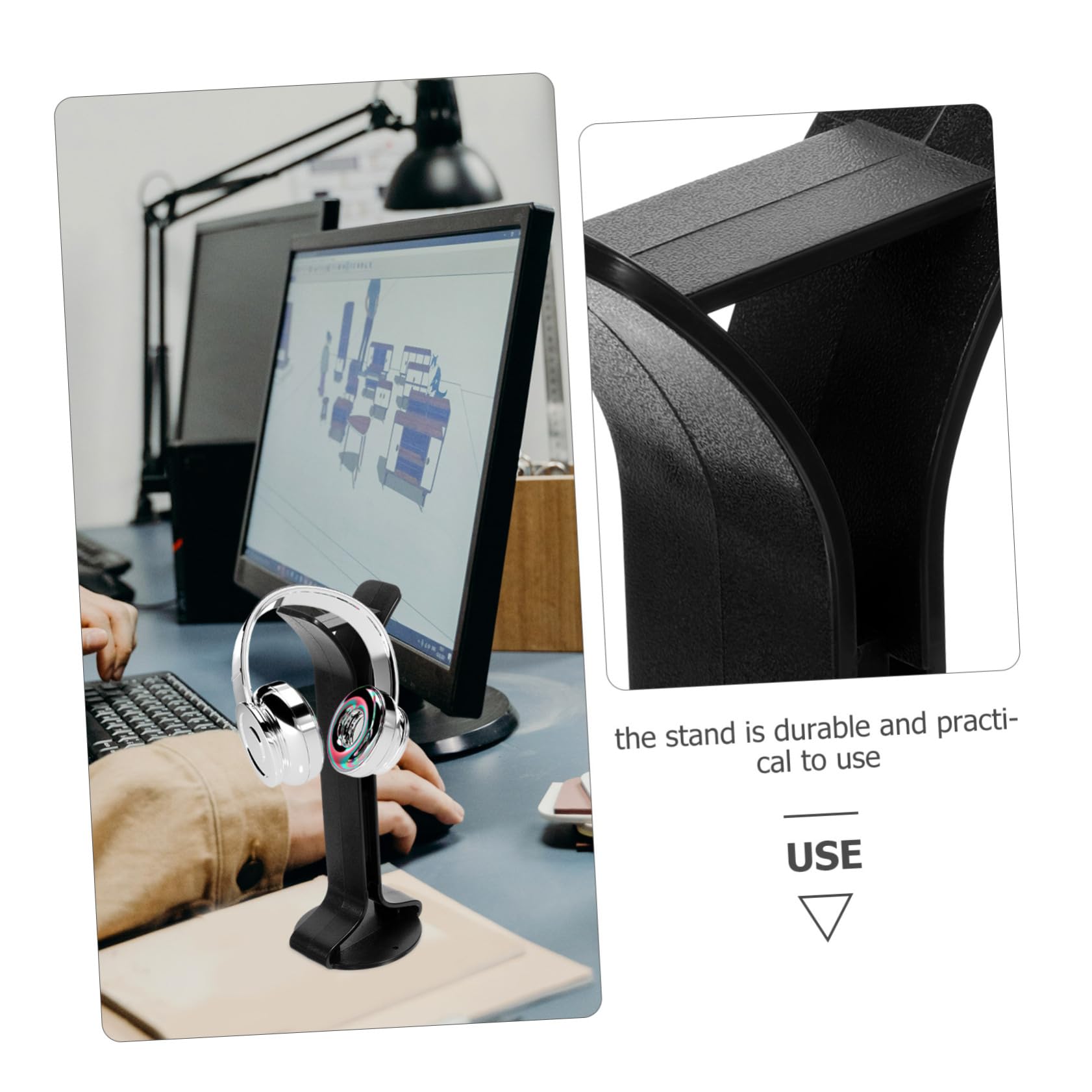 Veemoon Headphone Hanger - Adjustable Desk Headset Holder for Gaming, Office & Home Use - Space Saving Headphone Stand with Non-Slip Base for PC, Laptop & Workstation Accessories