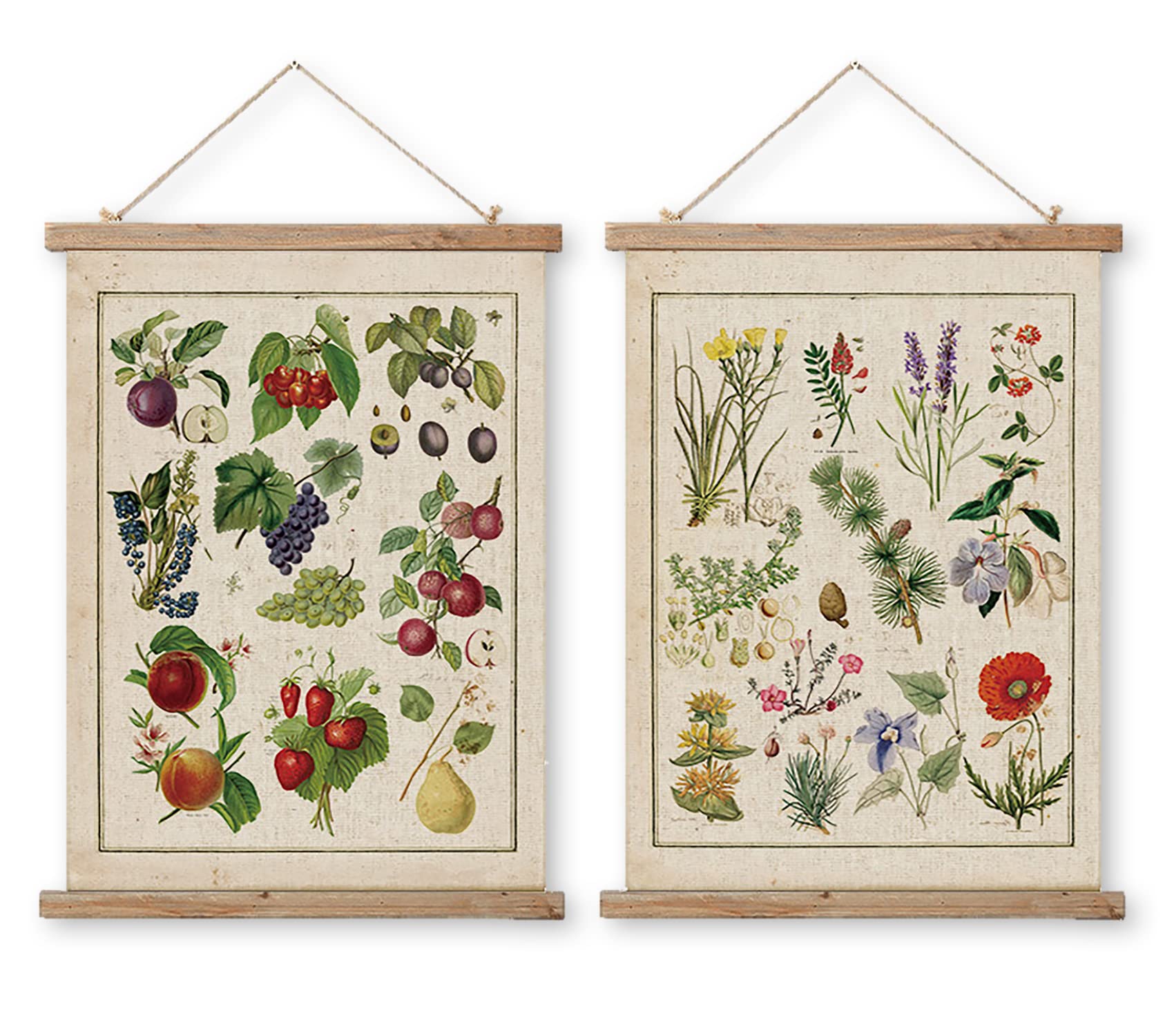 Vintage Wall Art Poster - Decorative Linen Print with Wood Frame - Ready to Hang Home Decor - Perfect for Living Room, Bedroom & Office Wall Decor