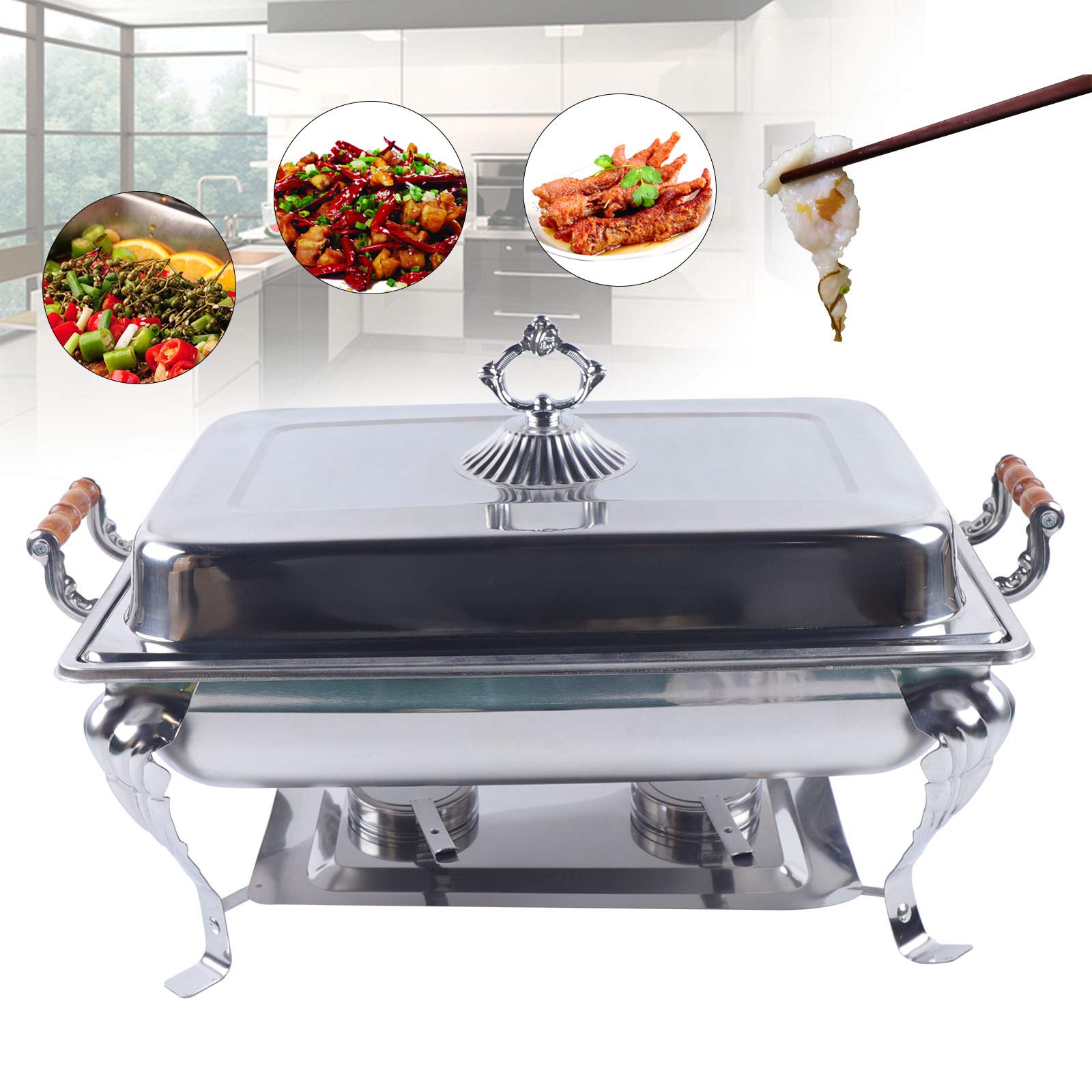 Premium 201 Stainless Steel Chafing Dish with Lid - Silver Square Buffet Food Warmer for Catering, Weddings, Banquets & Events - Keep Meals Hot for Parties, Buffets & Large Gatherings