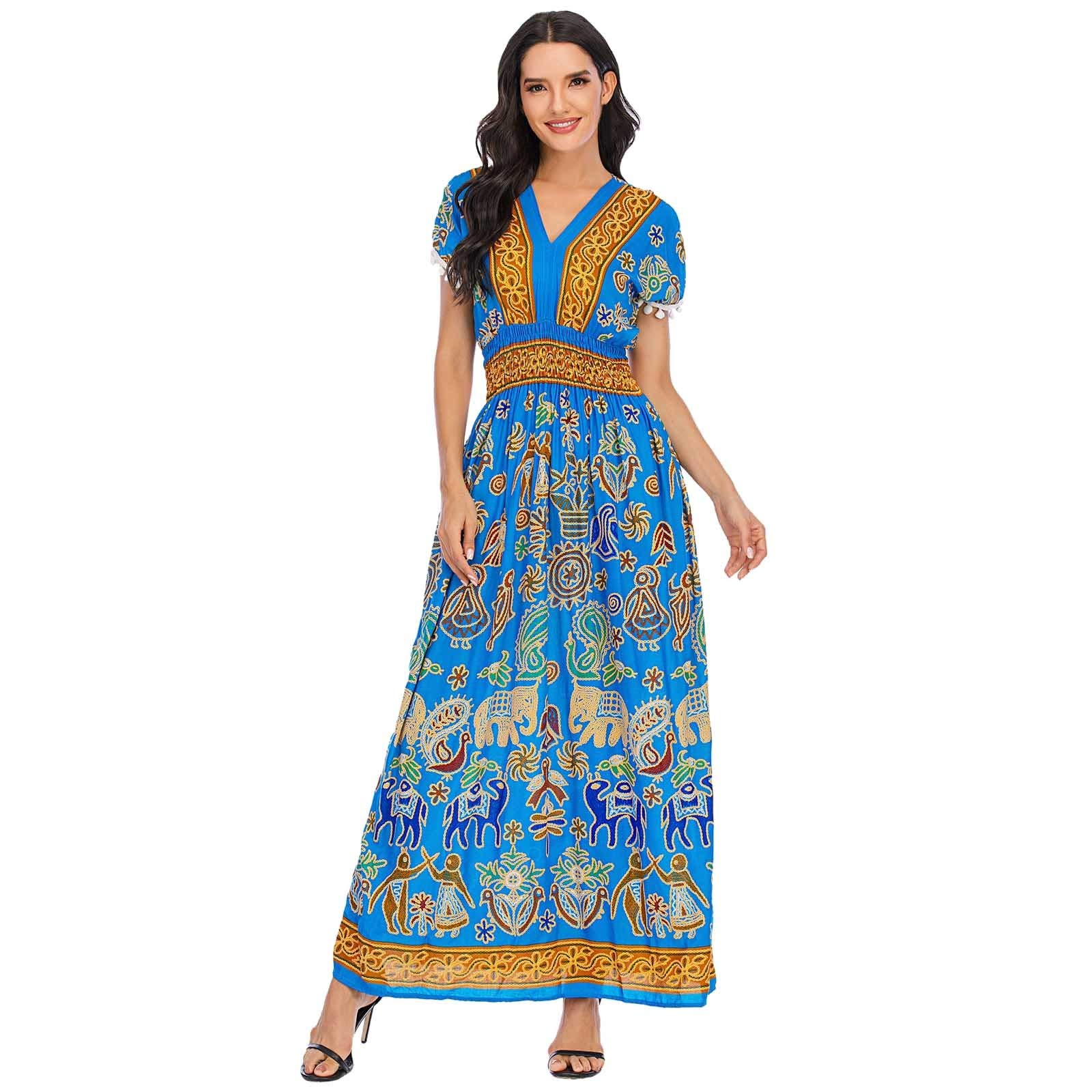 Otqutp Women's Long Bohemian Fringed Dress - Flowy Beach Skirt for Spring & Summer 2021 | Perfect for Vacations, Music Festivals & Boho Chic Outfits