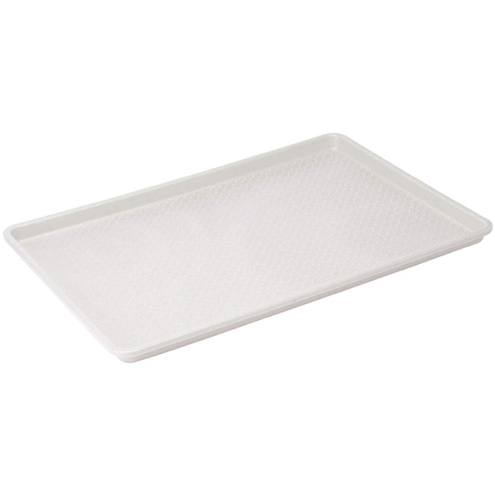 Tiger Chef White 18x26 Large Plastic Food Tray - Stackable Drip Tray for Fast Food, Bakery, Cafeteria & Restaurant Use | Perfect for Serving Lunch, Dinner, Cookies & Bread | Commercial Food Service & Party Platter