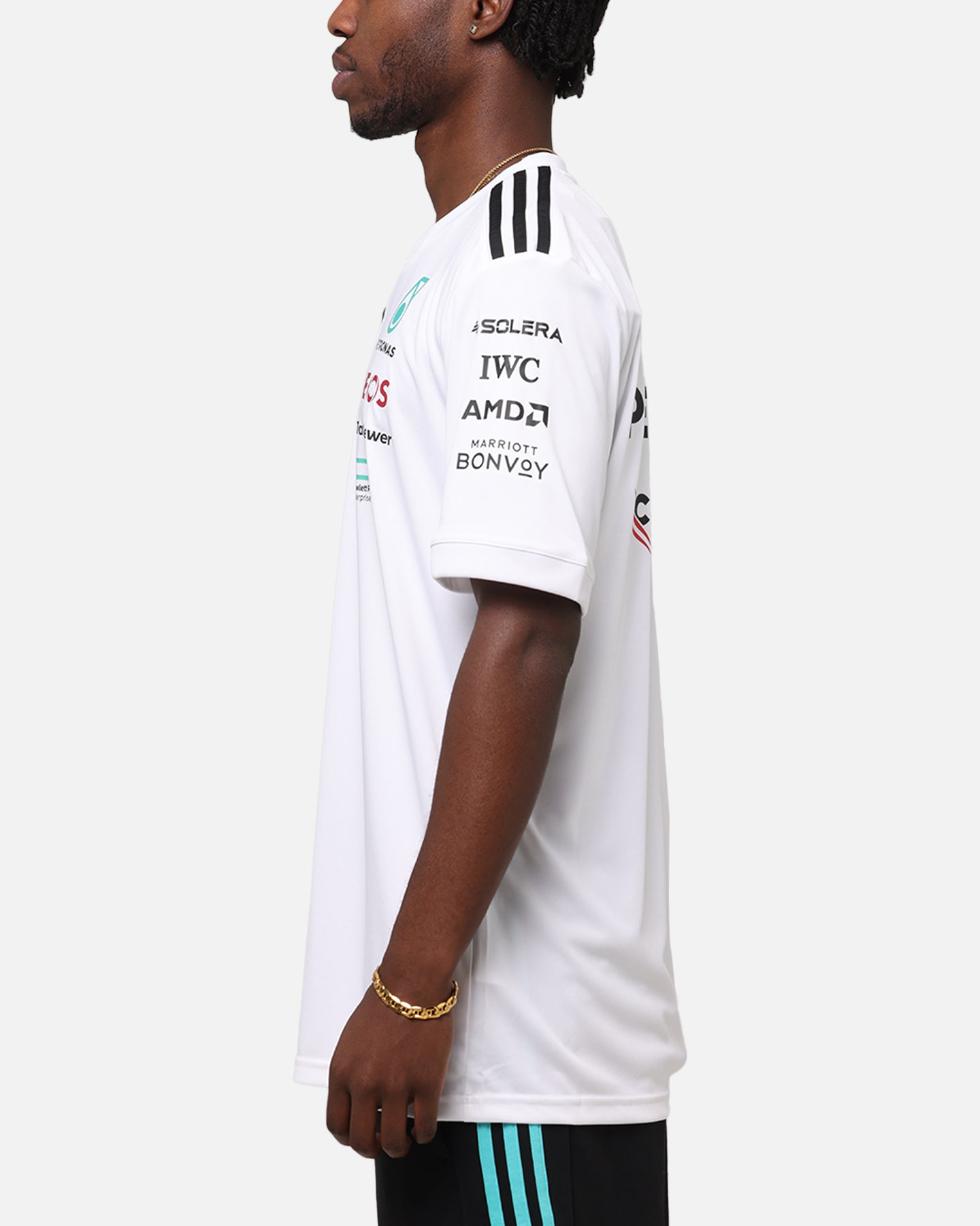 Adidas x Mercedes AMG Petronas Formula One F1 2025 Team Driver T-Shirt - White - Official Motorsport Fan Apparel for Racing Enthusiasts and F1 Supporters