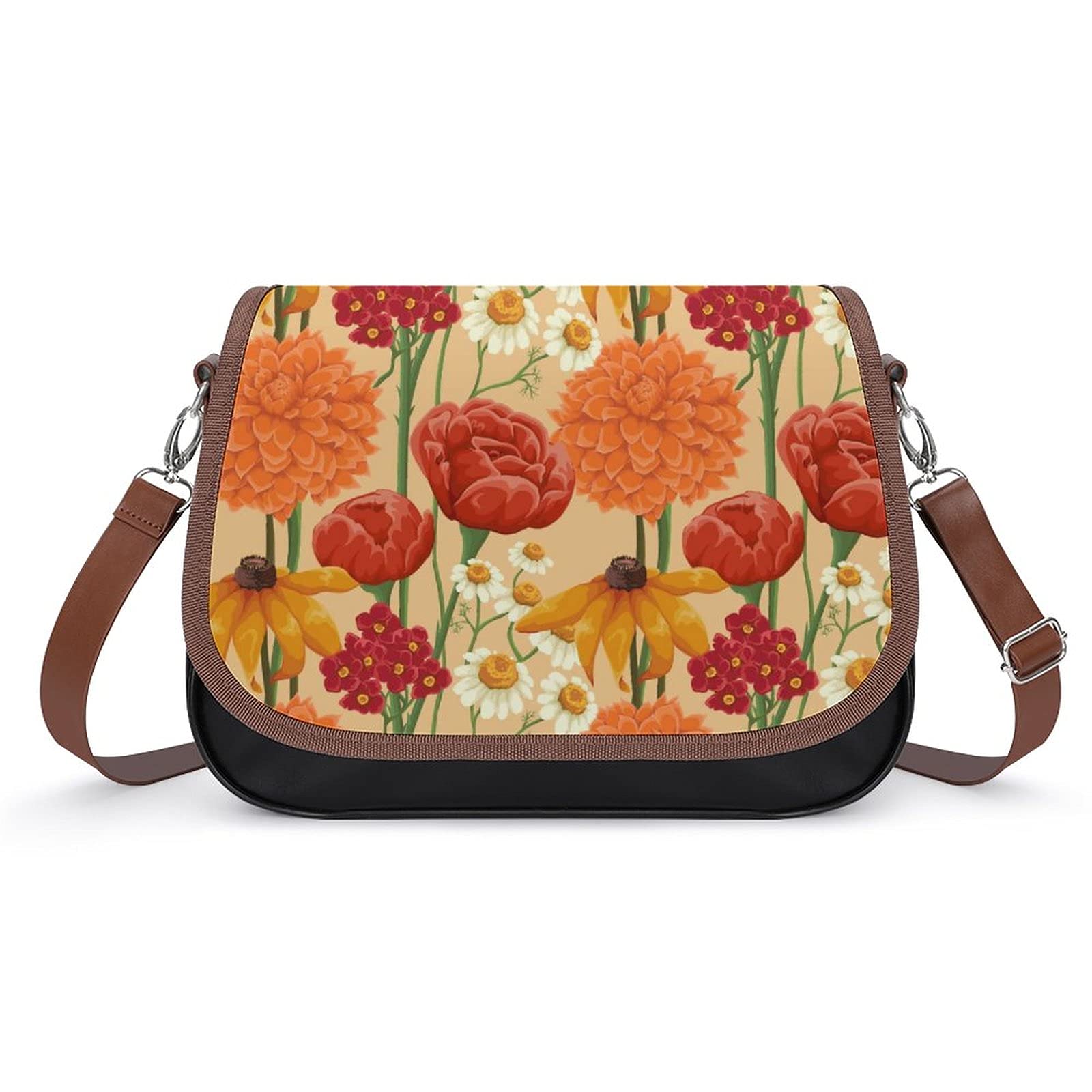 Trendy Printed Crossbody Bags for Women - Fashion Leather Shoulder Bag Satchel Hobo Purse with Watercolor Floral Design | Perfect for City Travel, Shopping & Daily Use