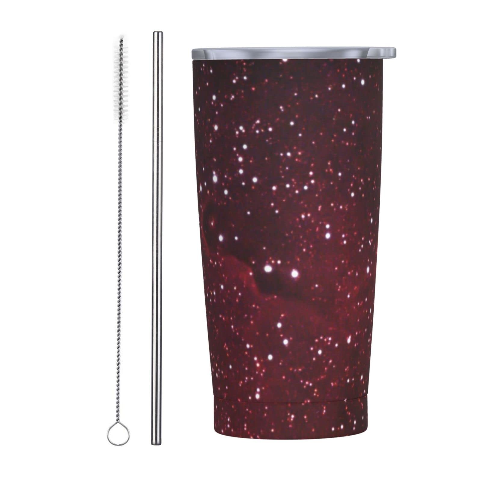 SWEET TANG 20oz Stainless Steel Double Wall Insulated Coffee Tumbler with Lid & Straw - Leak Proof Maroon Pattern Travel Mug for Hot & Cold Beverages - Perfect for Office, School, Commuting and Outdoor Activities