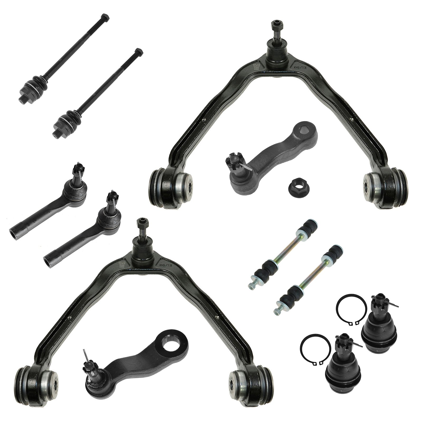 TRQ Front Steering & Suspension Kit with Ball Joint, Control Arm, Idler Arm, Pitman Arm, Sway Bar & Stabilizer Link for Cadillac, Chevrolet, GMC - Perfect for Smooth Ride & Enhanced Vehicle Control