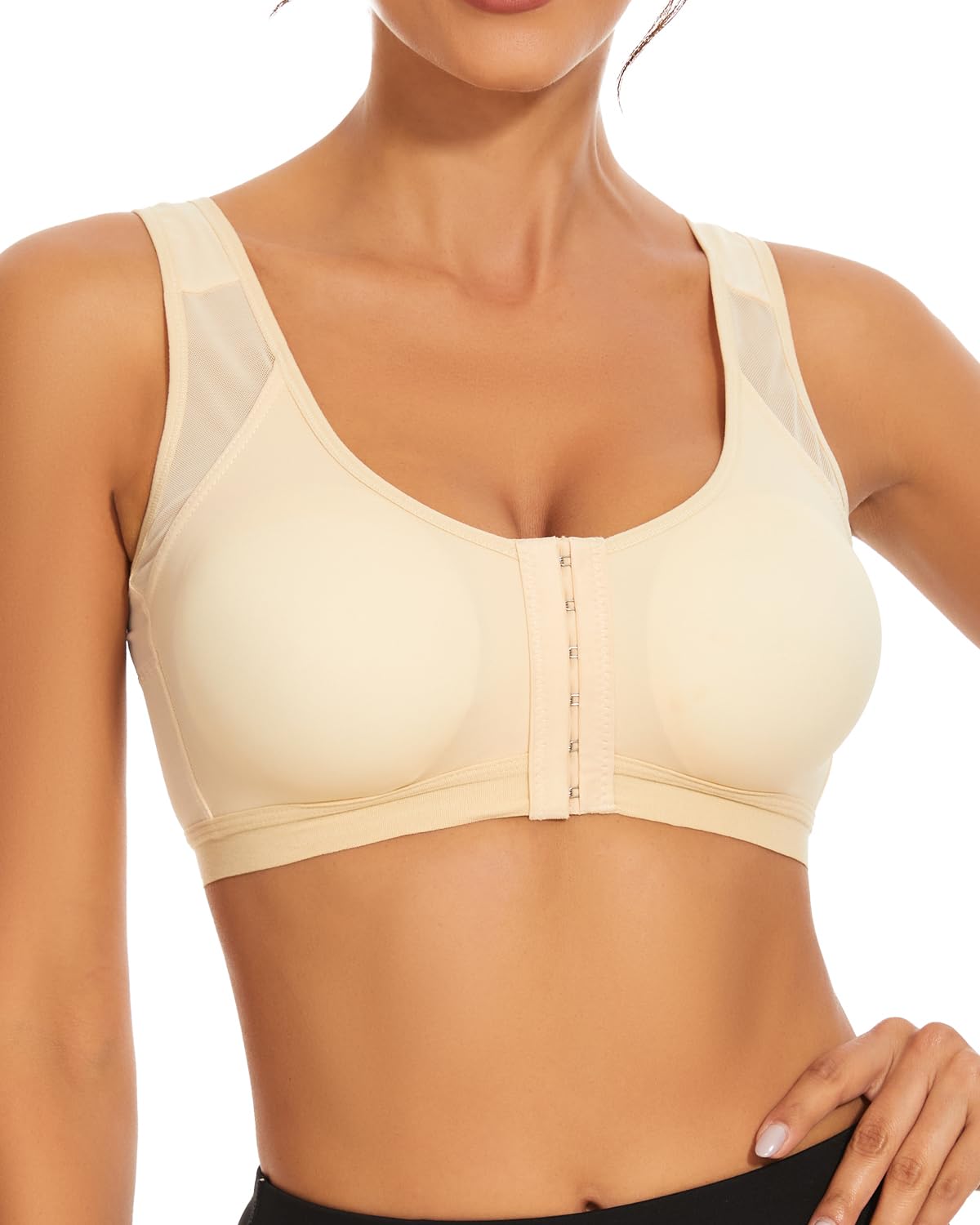 Wireless Front Closure Bras for Women - Posture Corrector & Back Support Shapewear - Seamless Smoothing Bra for Everyday Comfort & Active Lifestyles