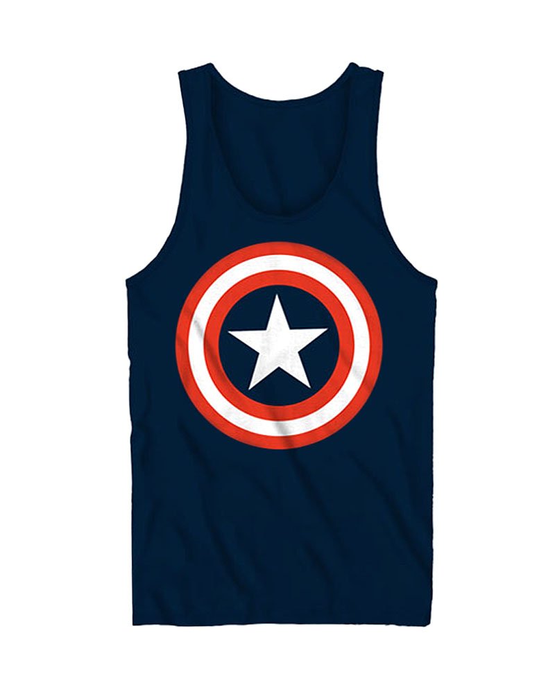 Marvel Captain America Men's Graphic Tank Top - Superhero Cotton Shirt for Casual Wear, Gym & Cosplay