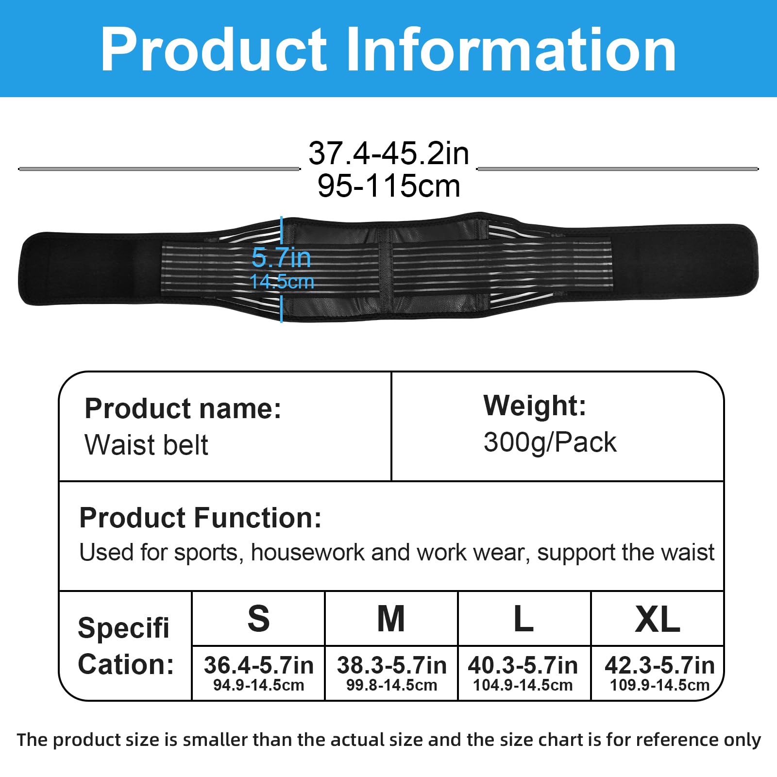 Magnetic Back Brace for Lower Back Pain Relief - Tourmaline Self-Heating Lumbar Support Belt for Herniated Disc & Sciatica - Medium Size (Ideal for Office Work, Driving & Post-Surgery Recovery)