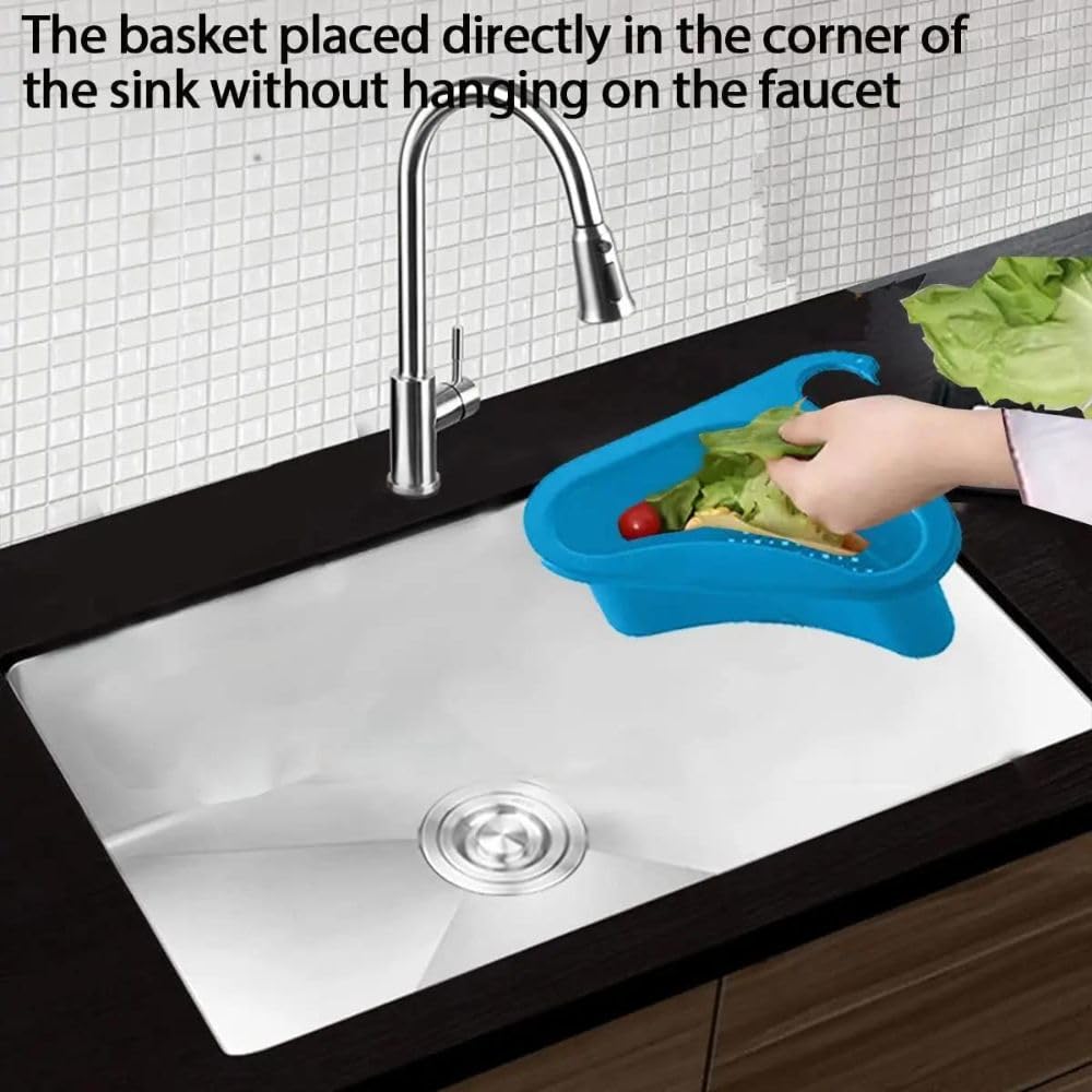 Premium Stainless Steel Kitchen Sink Filter - Swan Drain Basket with Hanging Rack | Multi-Functional Garbage Catcher & Drainage Basket | Perfect for Food Prep, Dish Washing & Waste Management in Modern Kitchens