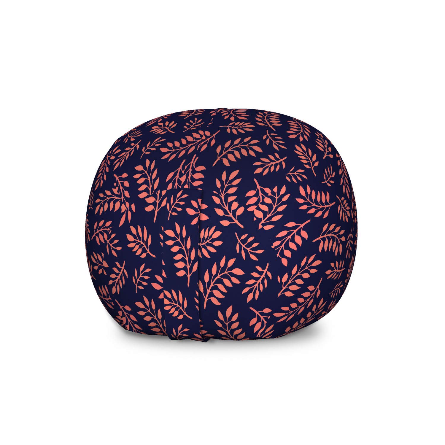 Ambesonne Coral and Navy Blue Storage Toy Bag Chair - Large Washable Stuffed Animal Organizer with Leafy Branches Abstract Bicolor Design | Kids' Room Decor, Playroom Storage, Nursery Organization Solution