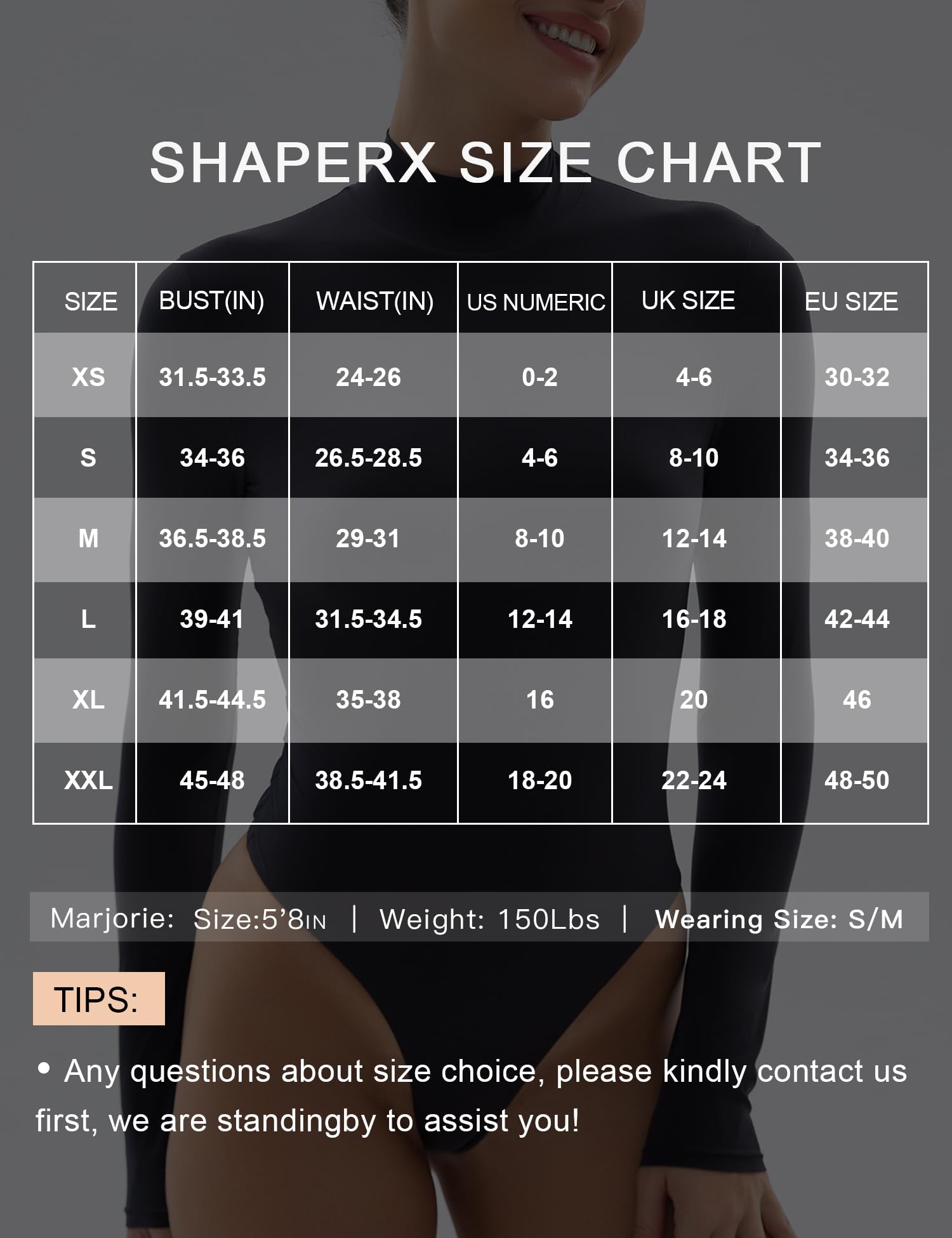 SHAPERX Women's V-Neck Long Sleeve Bodysuit - Super Soft Stretchy Body-Hugging Tops for Everyday Wear, Layering & Office Outfits