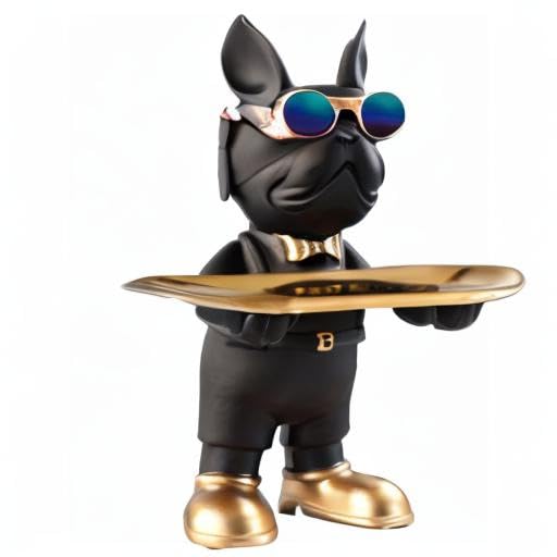 Resin Bulldog Tray Statue - Animal Sculpture Key Holder, Jewelry & Earrings Organizer - Desk Storage for Home, Office, Living Room - Decorative Tray for Keys, Candy, Small Items (Black) - Perfect for Entryway, Vanity, Coffee Table & Gift Giving